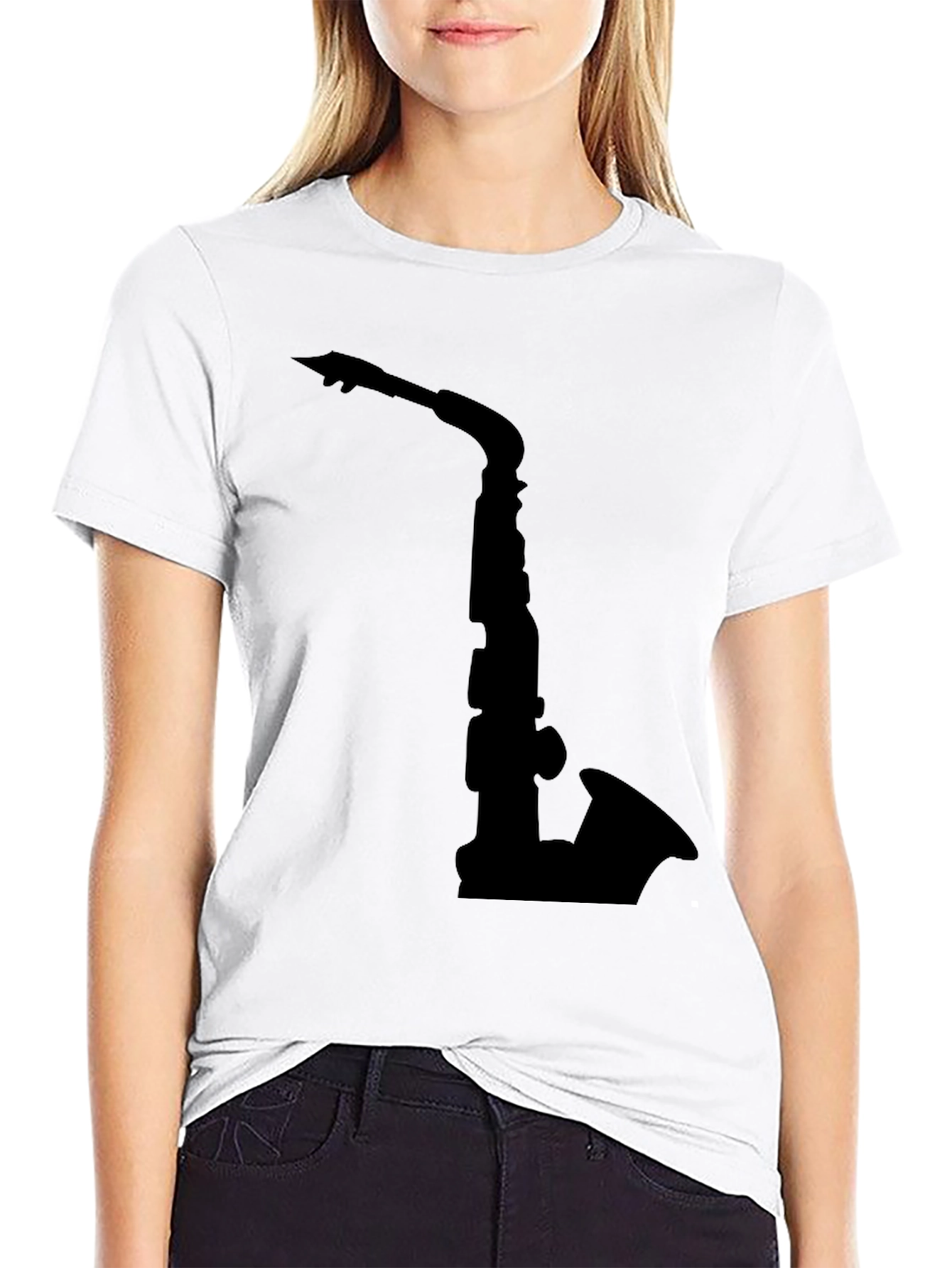 Black Saxophone Graphic Tee - Black Cotton Comfort view 9