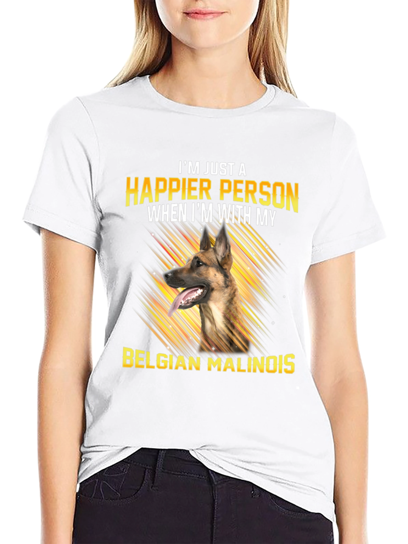Black Happier With My Belgian Malinois T-Shirt view 9
