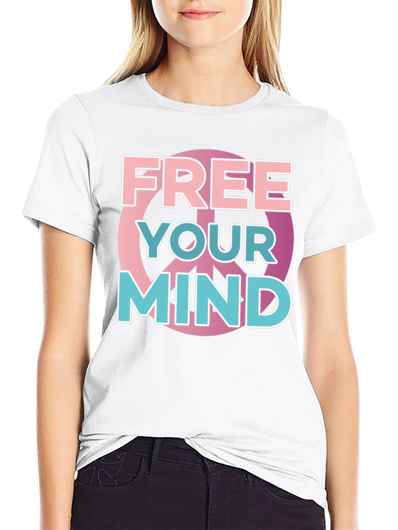 Black Free Your Mind Graphic Tee - Black Cotton Blend view 9