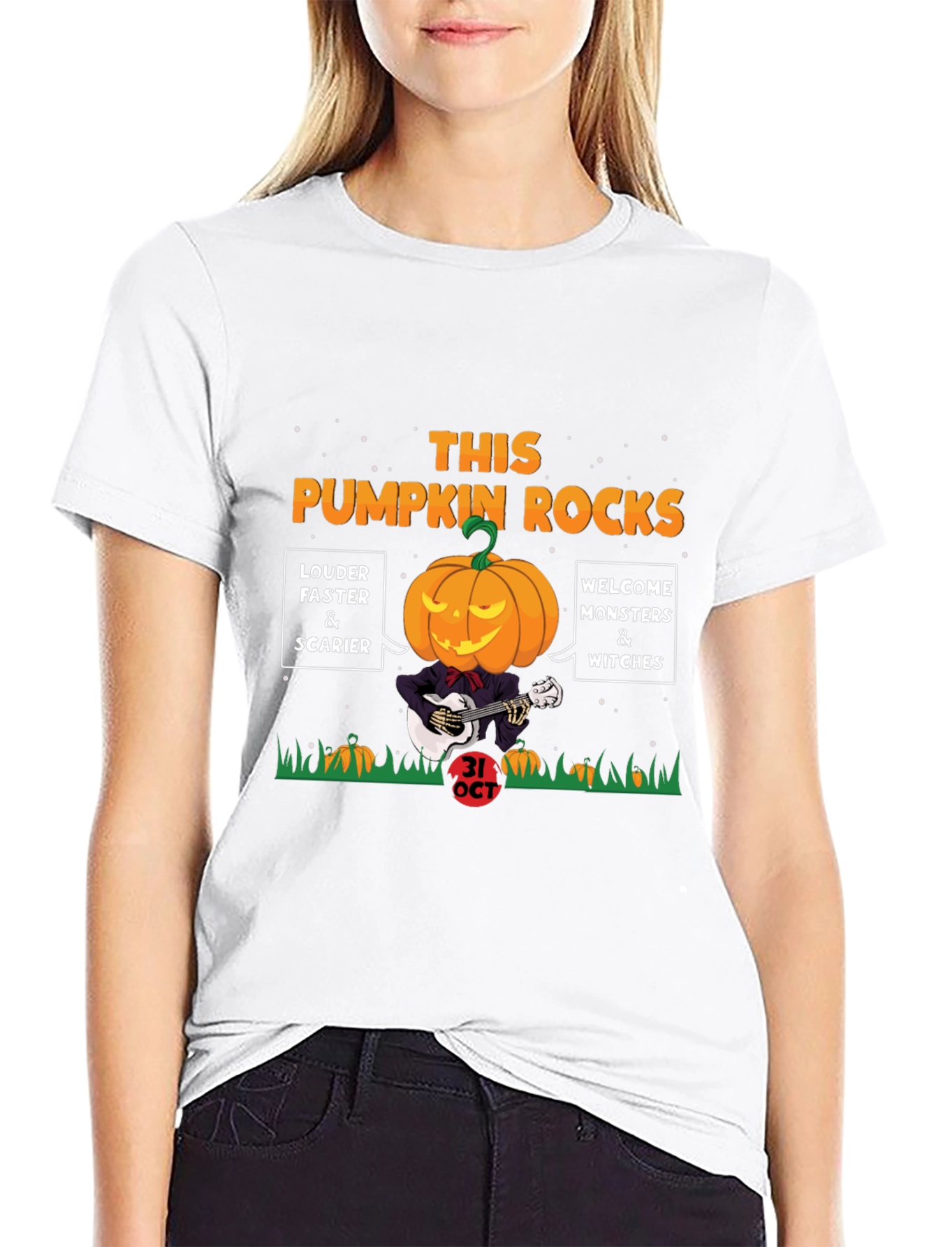 Halloween Pumpkin Rocks Graphic Tee - 9