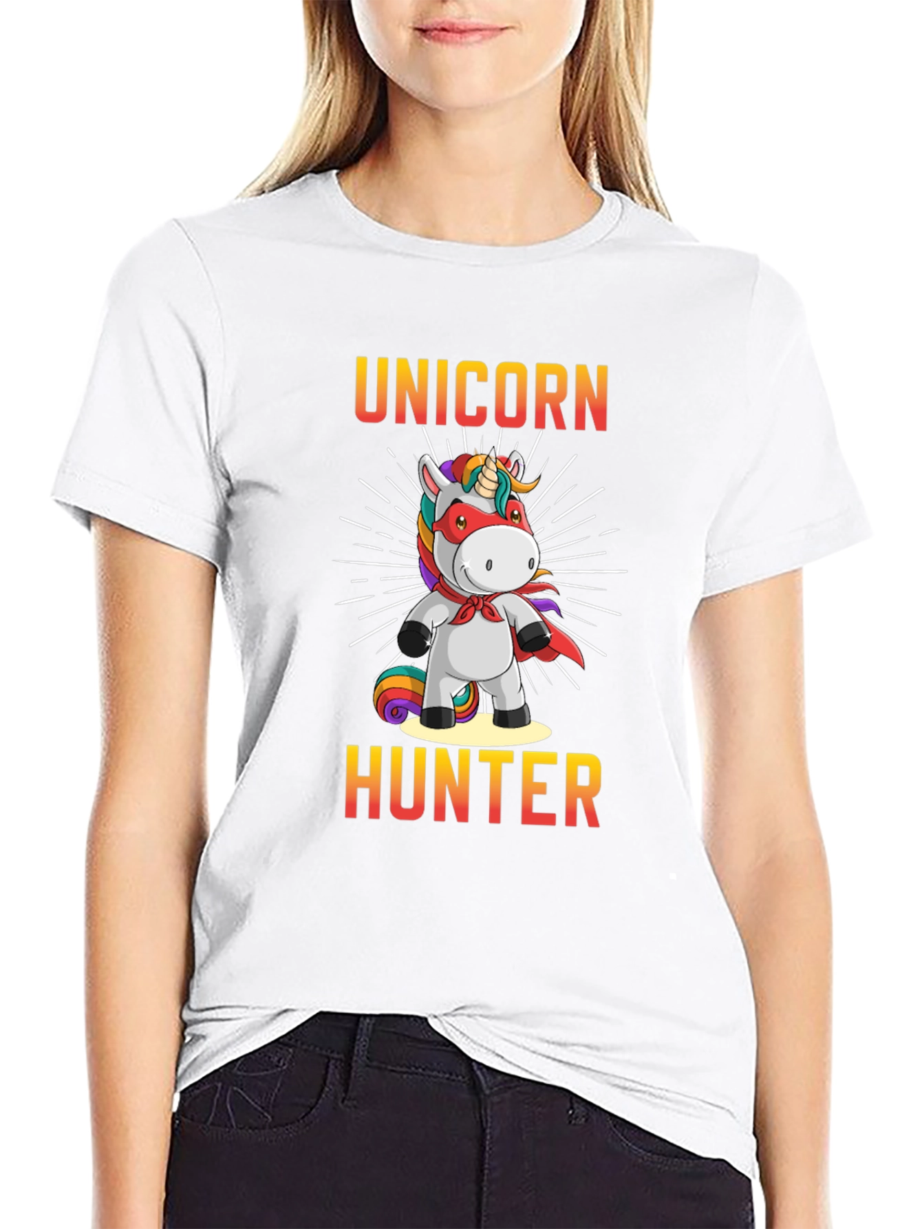 Black Unicorn Hunter Graphic T-Shirt - Funny Animal Tee view 9