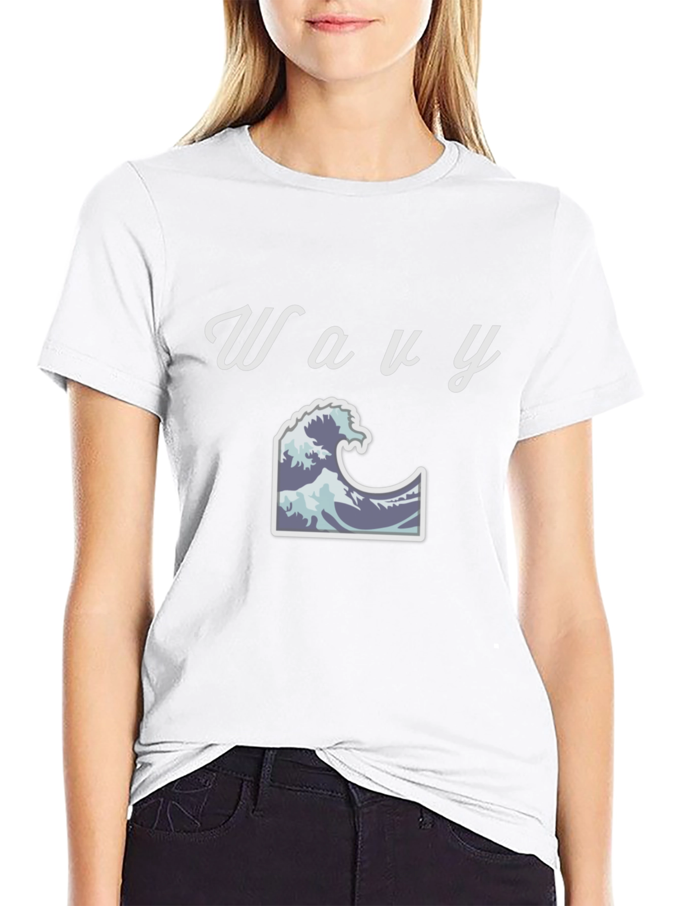 Black Wavy Wave T-Shirt - Black Cotton Tee view 9