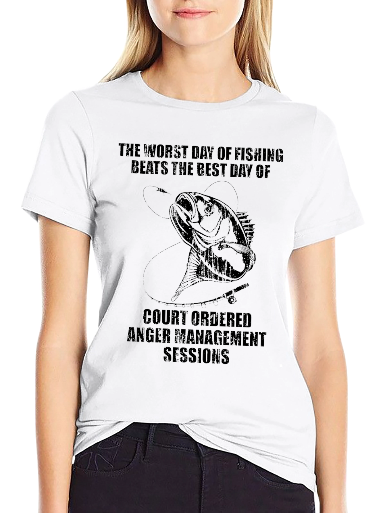 Black Funny Fishing T-Shirt - Anger Management view 9