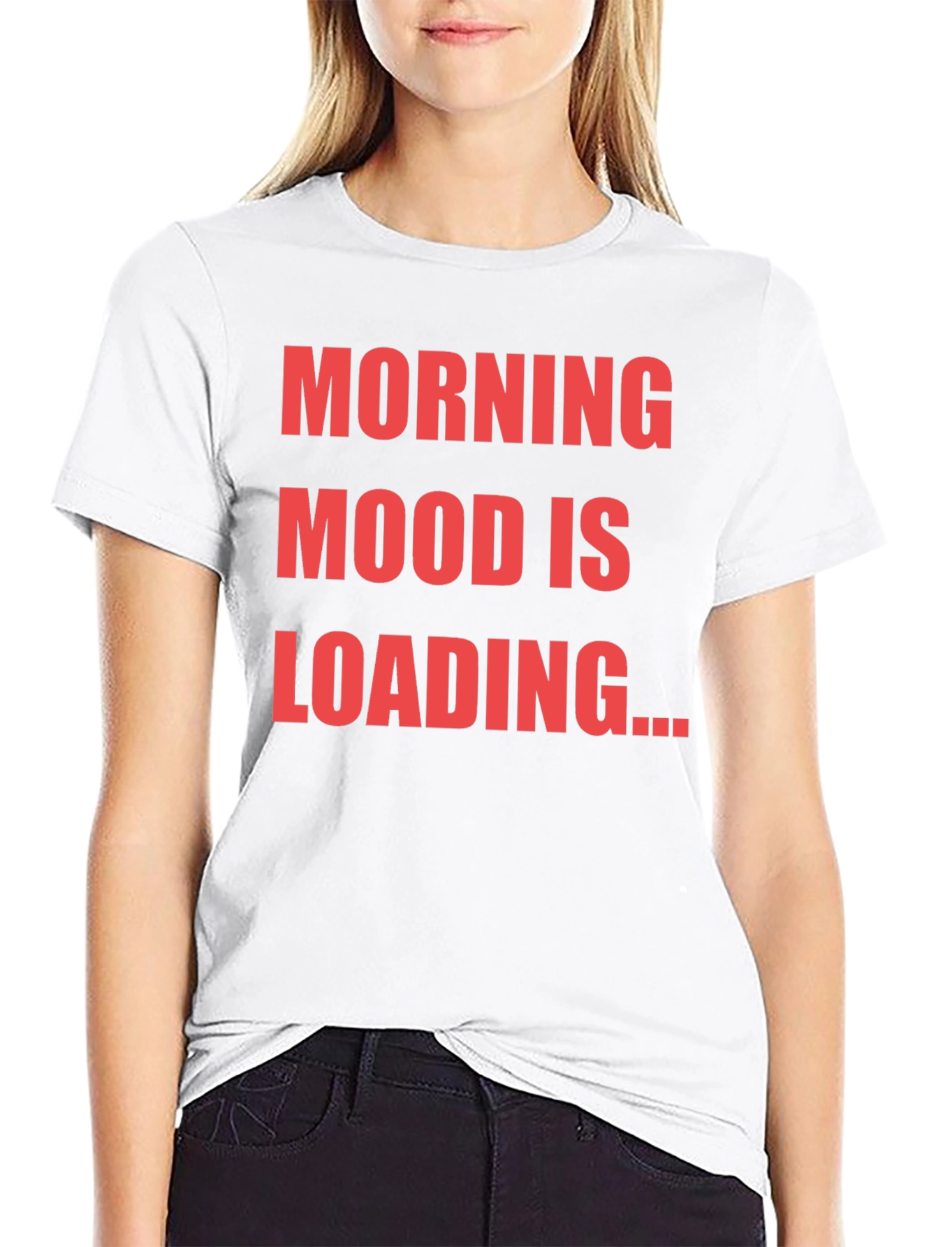 Black Morning Mood Loading T-Shirt Funny Slogan Tee view 9
