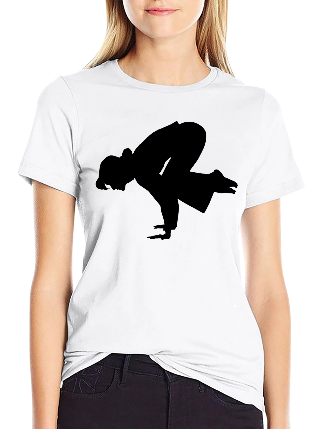 Black Crow Pose Yoga Black T-Shirt view 9