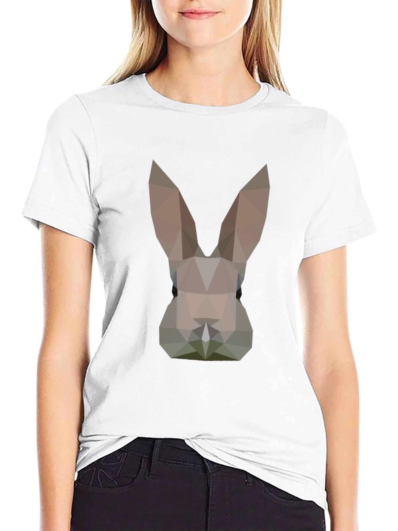 Black Geometric Bunny Black T-Shirt view 9