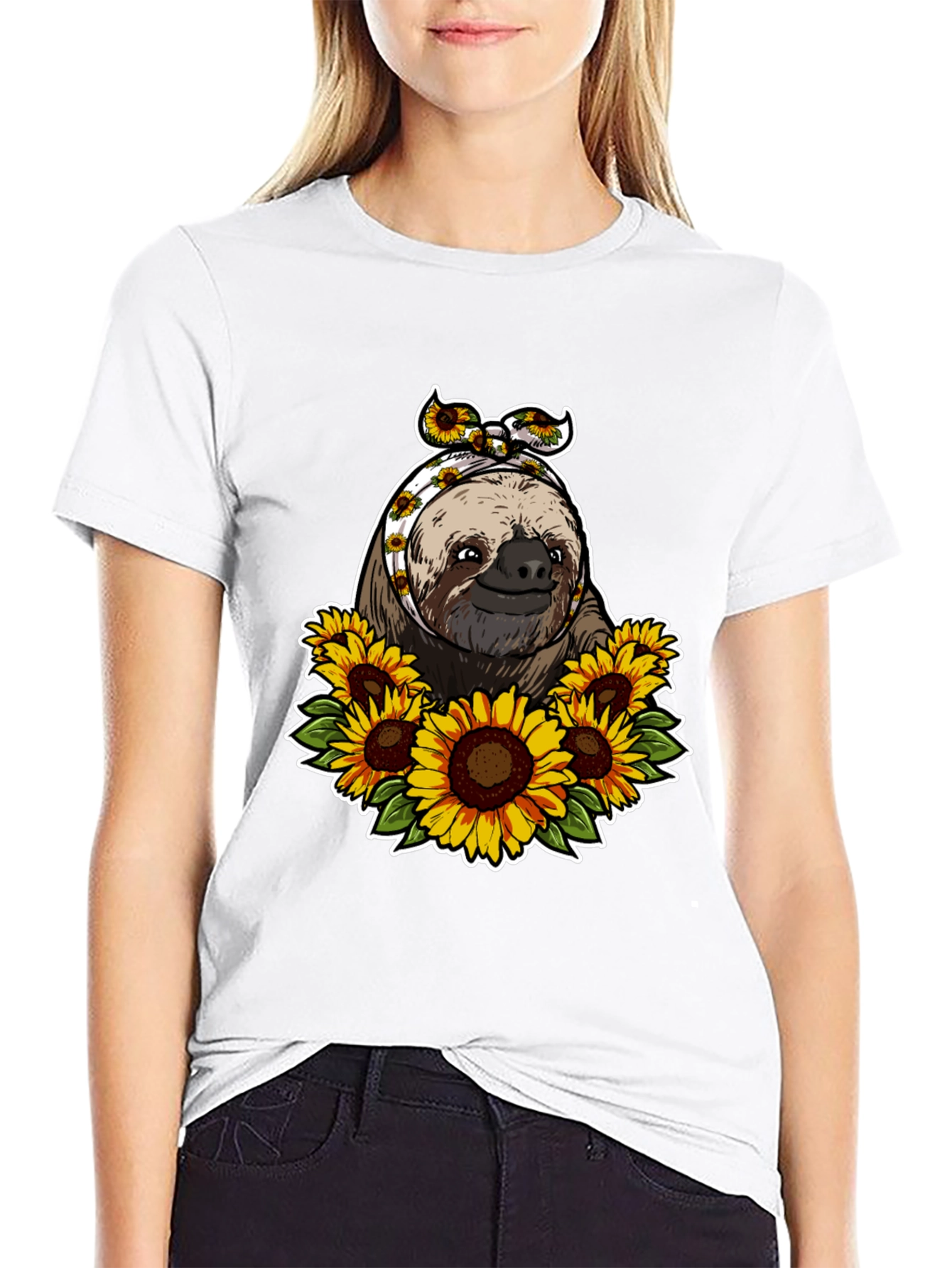 Black Sloth & Sunflower Graphic Tee view 9