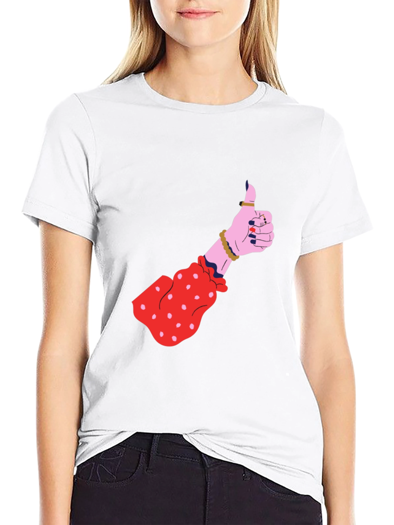 Black Thumbs Up Graphic Tee - Black view 9