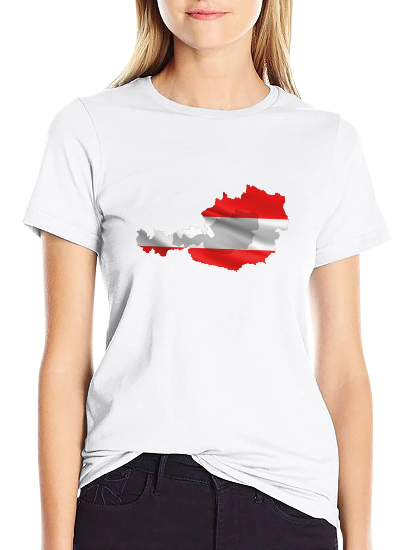Black Austria Flag Map Graphic Tee - Black Cotton T-Shirt view 9