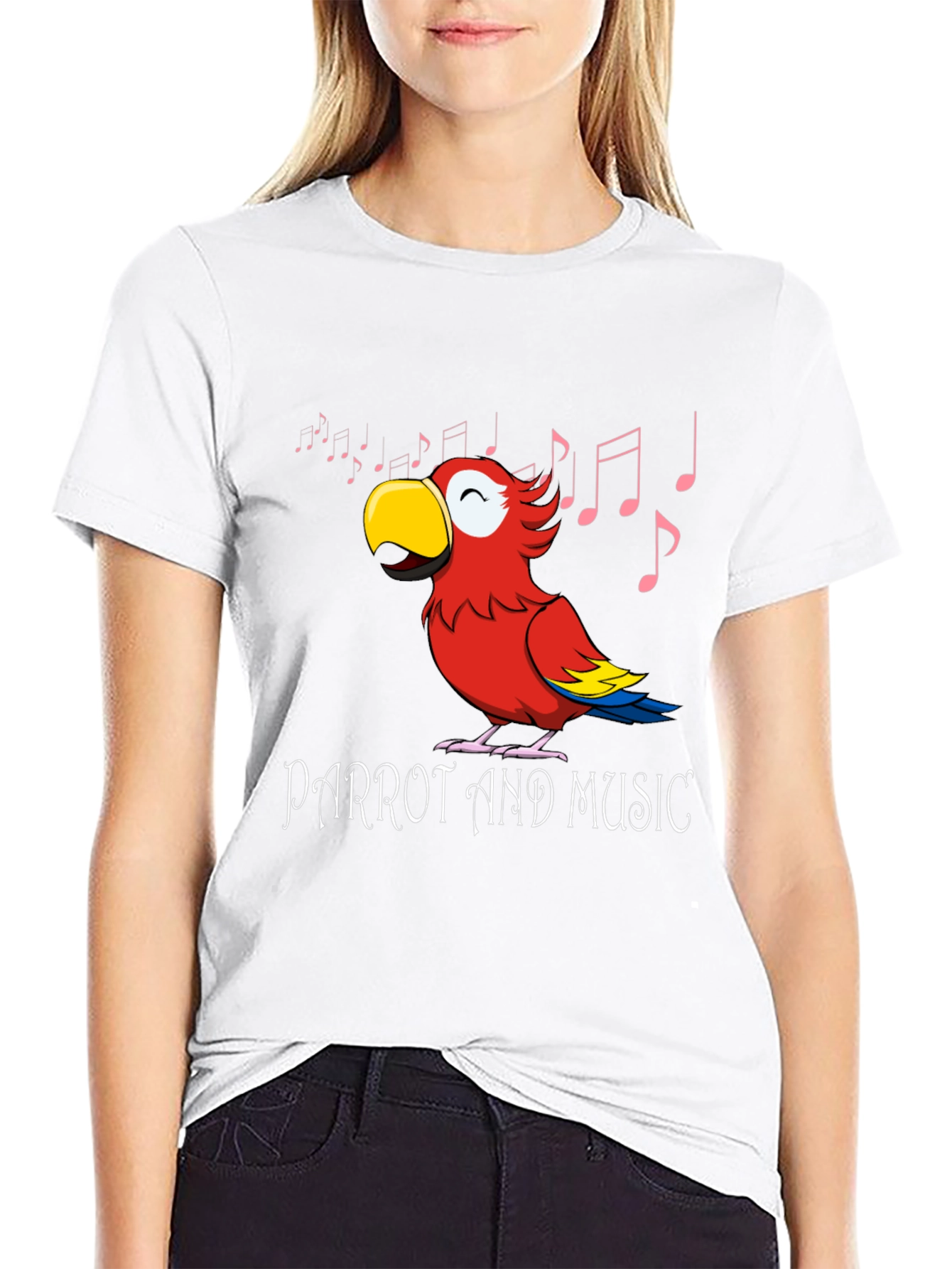 Black Parrot and Music T-Shirt - Black view 9