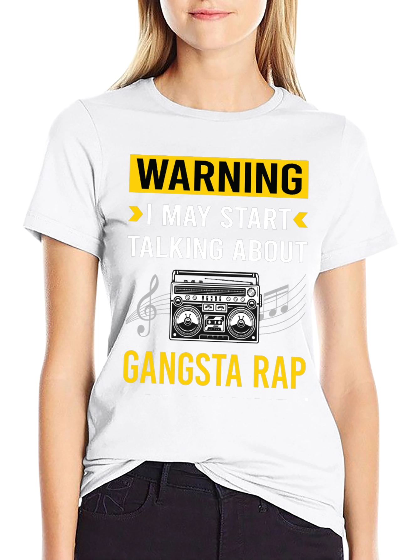Black Gangsta Rap T-Shirt - Warning Funny Tee view 9
