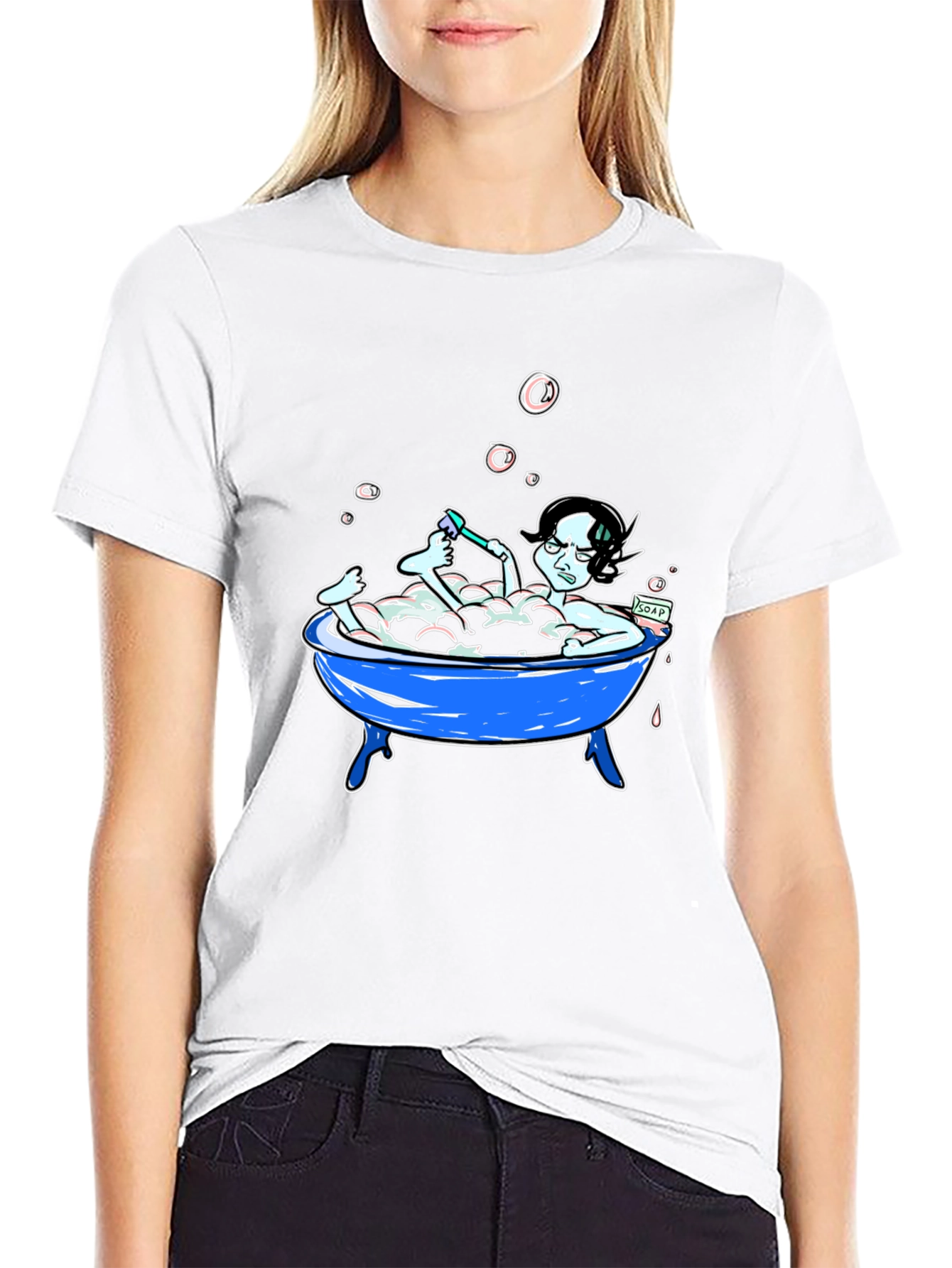 Black Cartoon Bath T-Shirt view 9