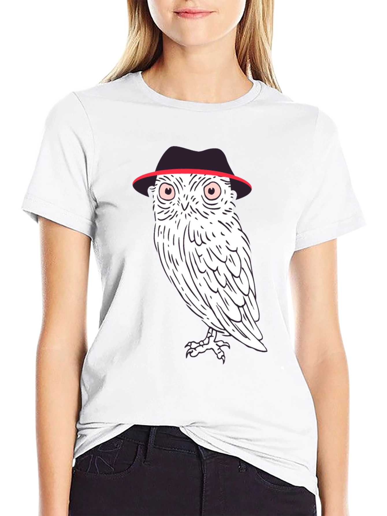 Black Owl in Fedora Graphic Tee - Stylish Men's Black T-Shirt view 9