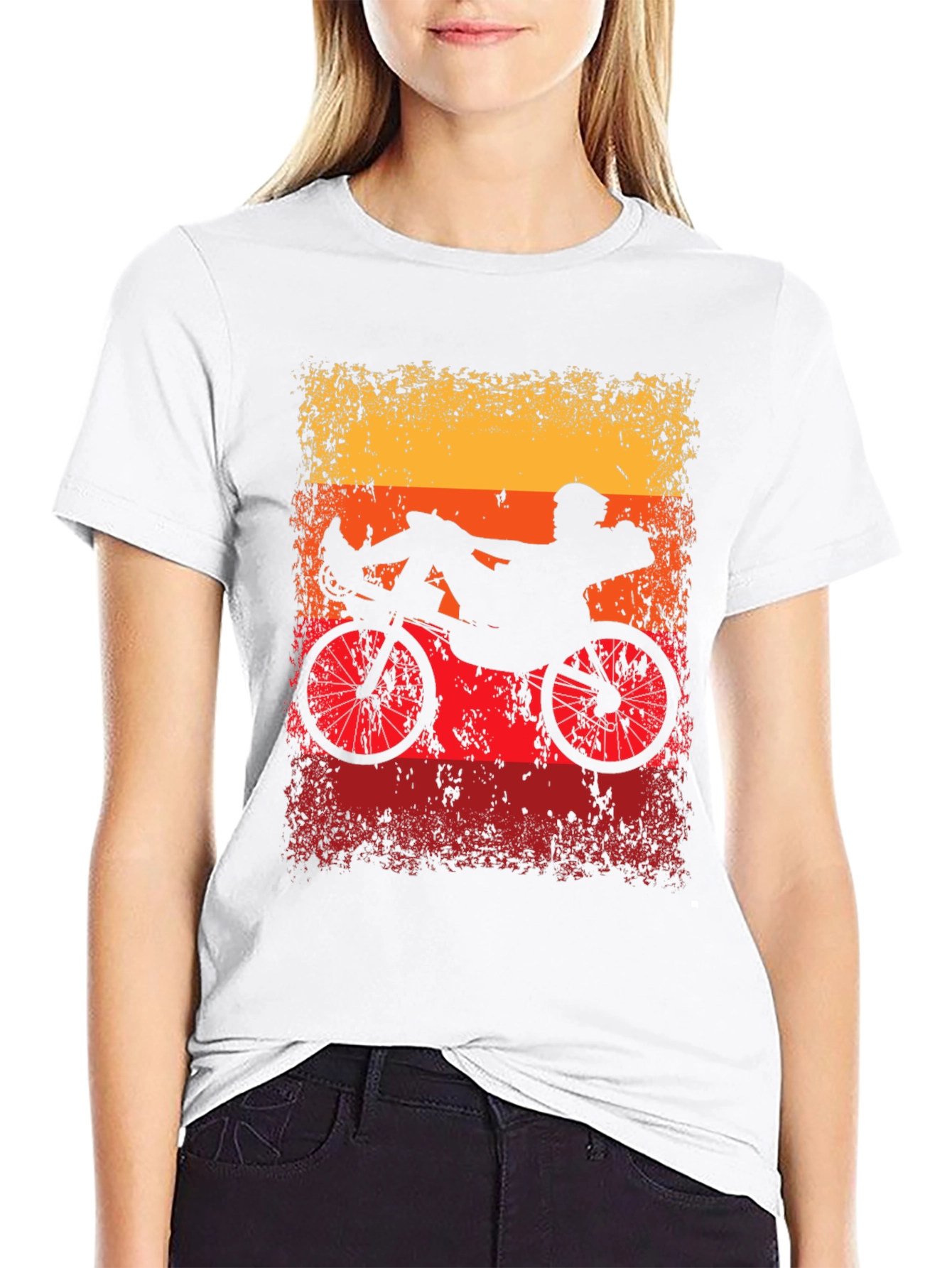 Black Recumbent Bike Silhouette Graphic Tee view 9