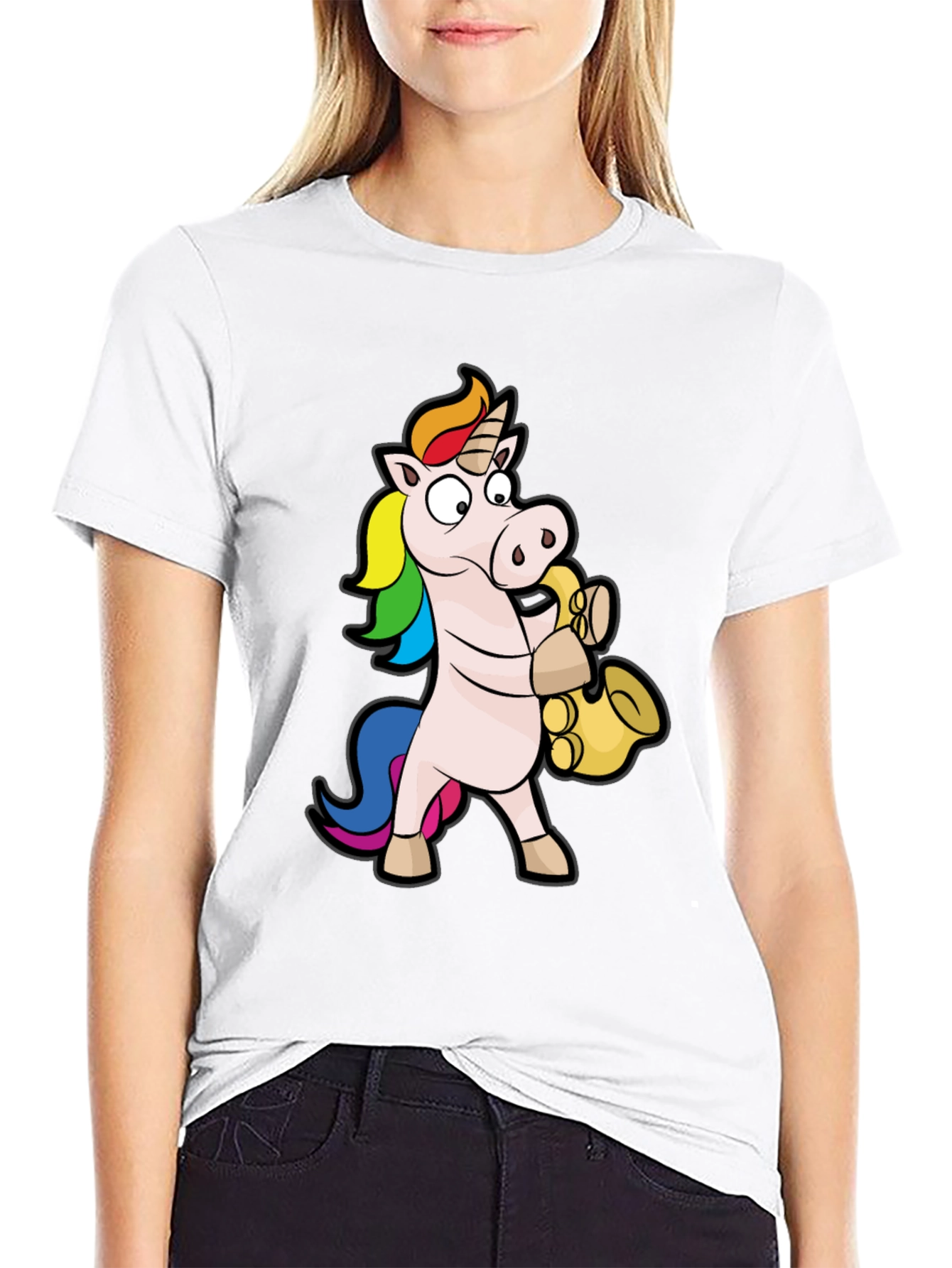 Black Unicorn Saxophone Black T-Shirt view 9