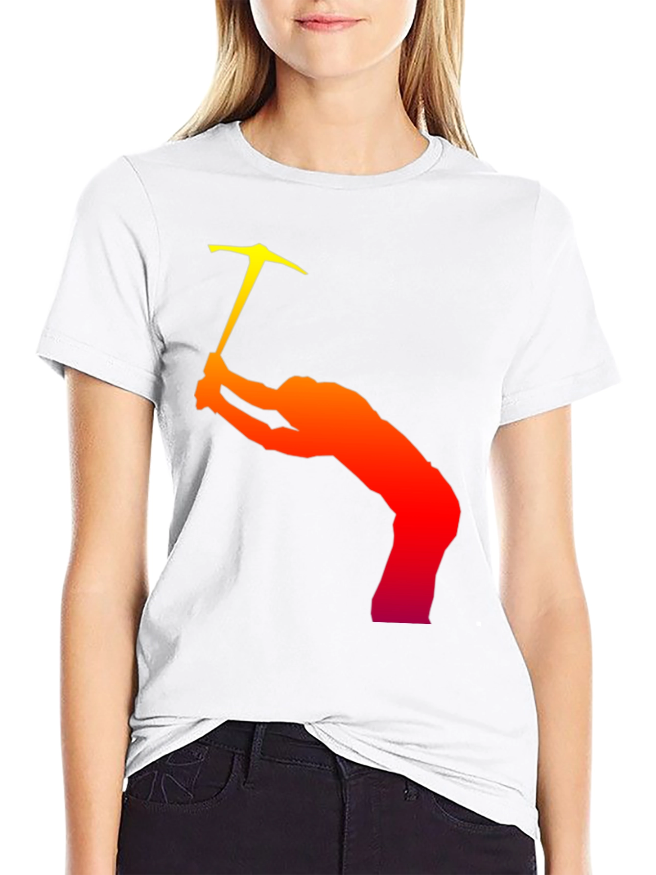 Black Climbing Silhouette Graphic T-Shirt - Black Cotton Tee view 9