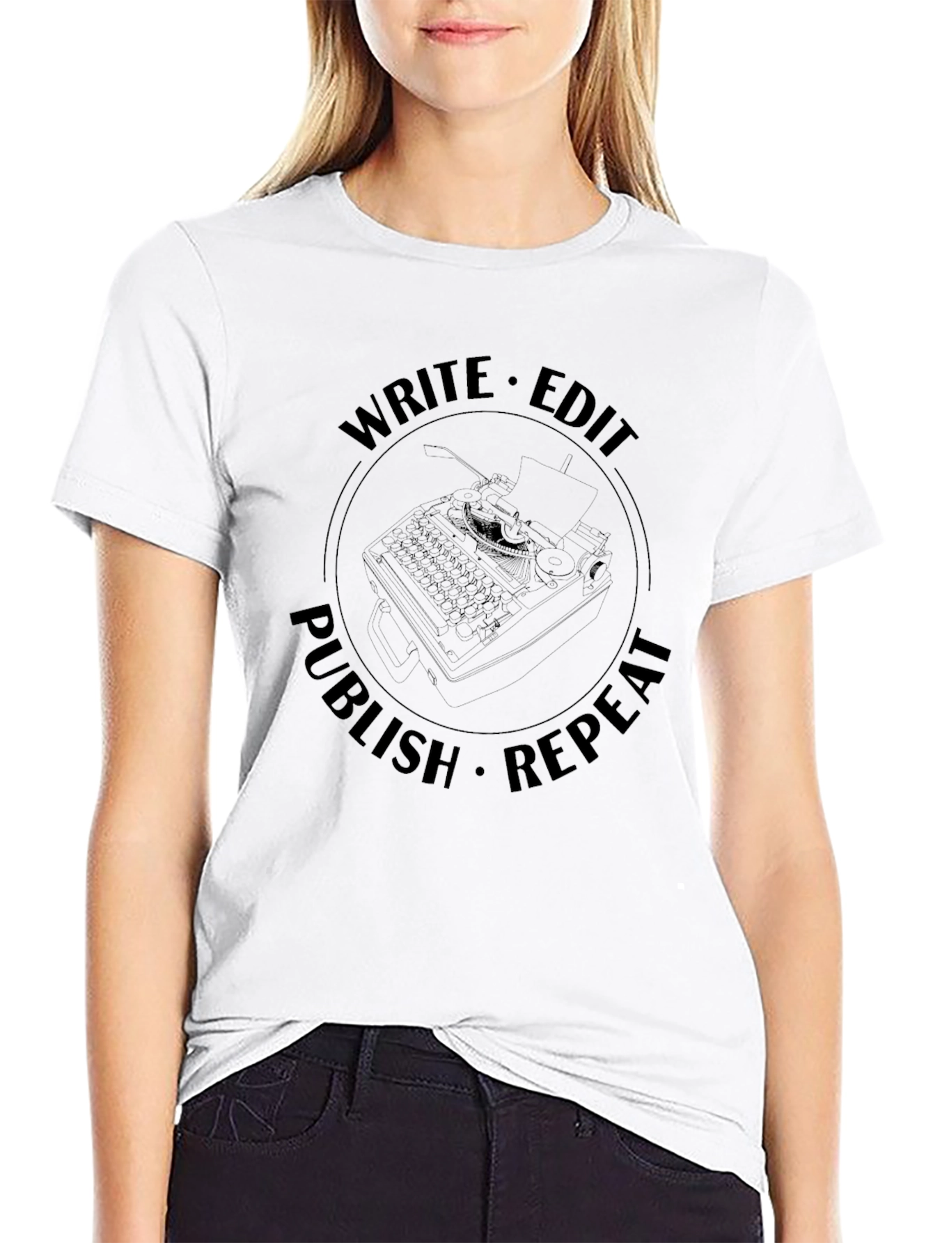 Black Write Edit Publish Repeat T-Shirt view 9