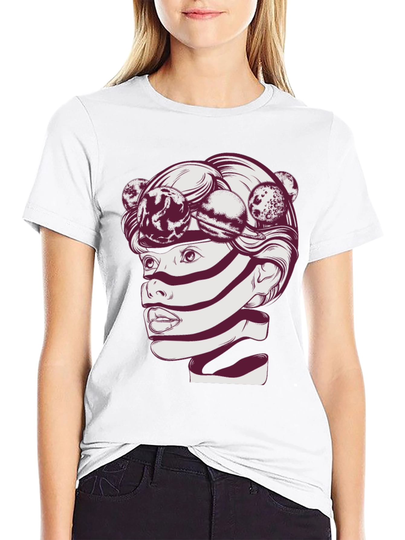 Black Unique Graphic Print Crew Neck T-Shirt view 9