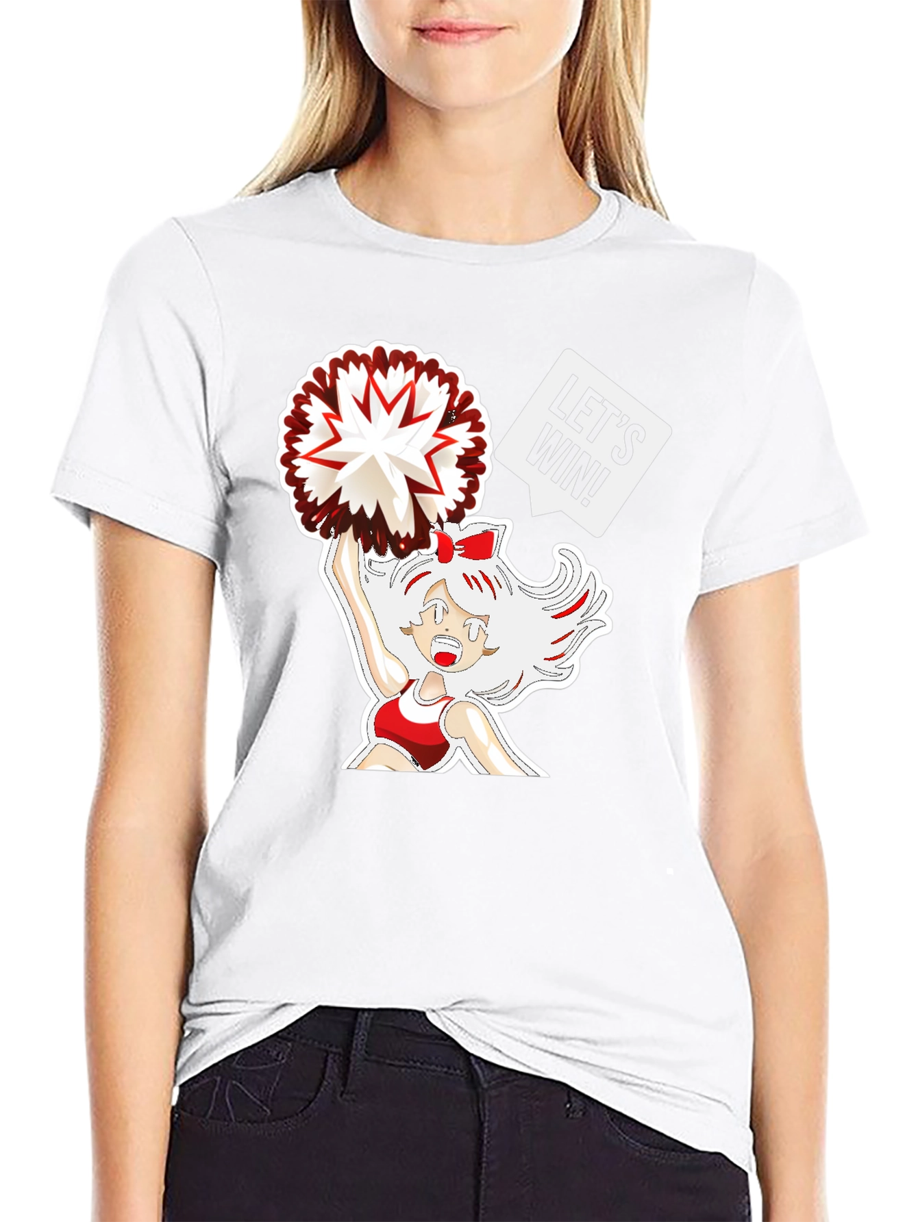 Black Cheerleader Graphic T-Shirt - Let's Win! view 9