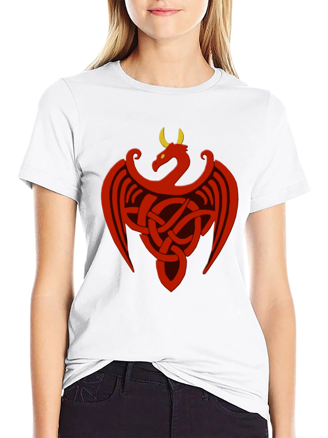 Black Celtic Dragon Knot Graphic Tee - Black Cotton Shirt view 9