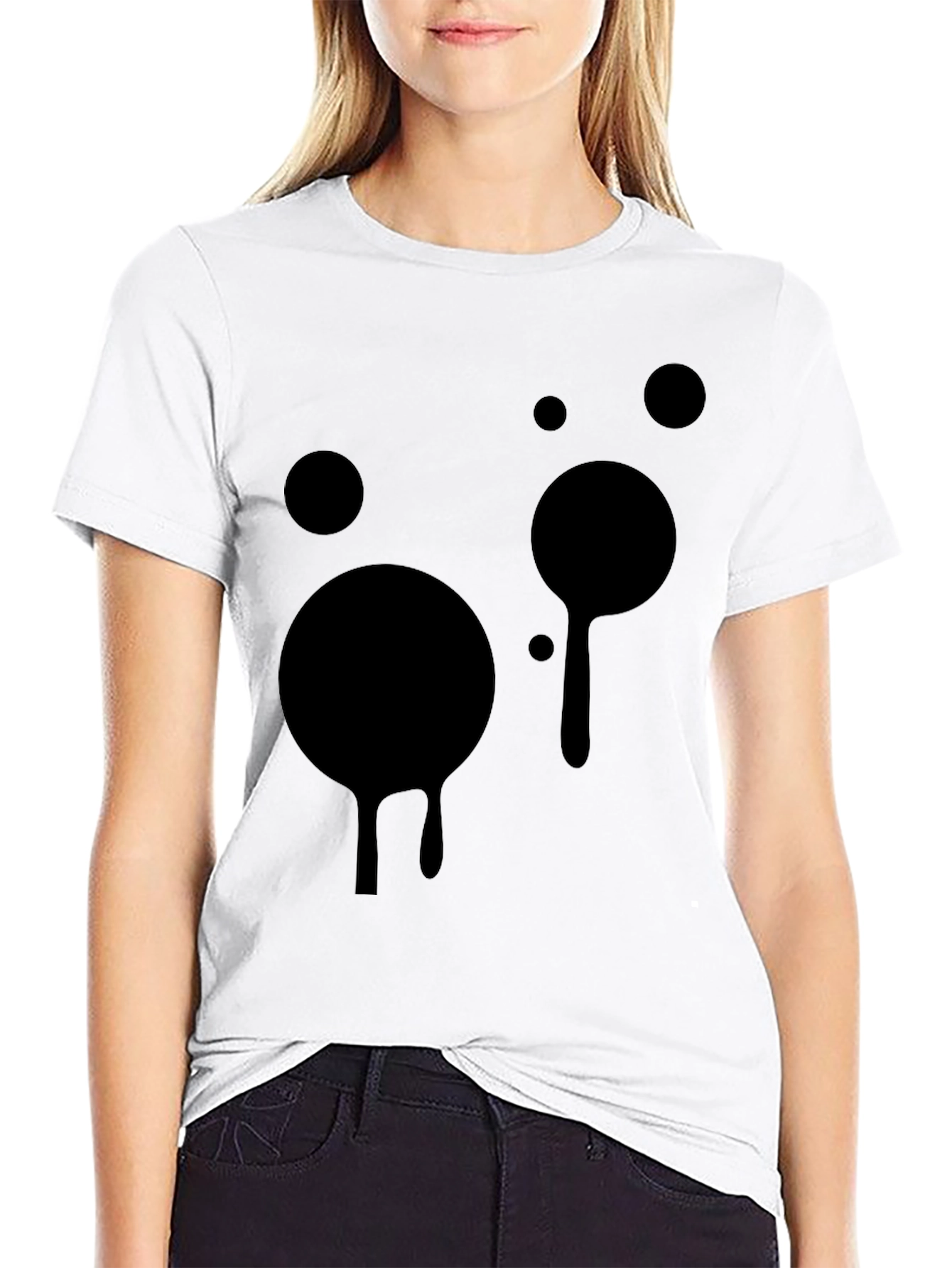 Black Abstract Drip Tee - Modern Graphic Black T-Shirt view 9