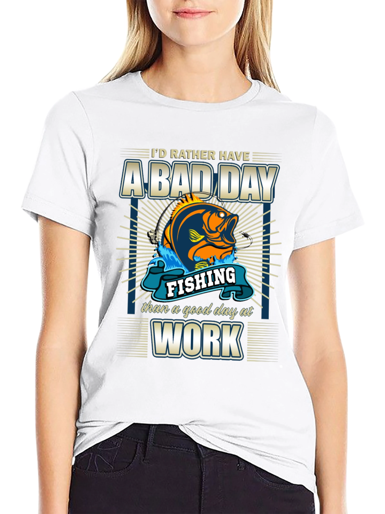 Black Fishing Bad Day Work Men's T-Shirt view 9
