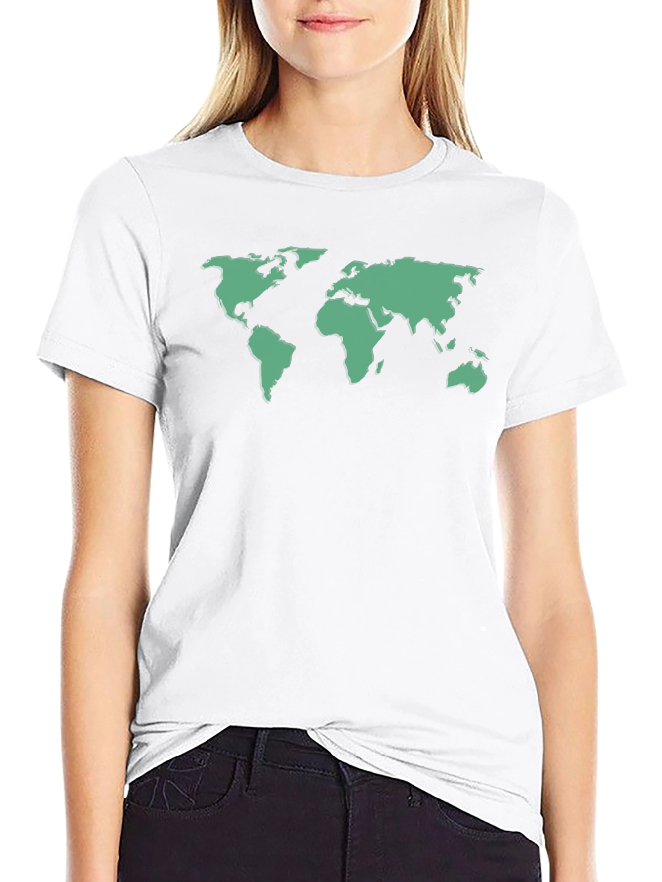 Black World Map Graphic Tee - Black Cotton T-Shirt view 9