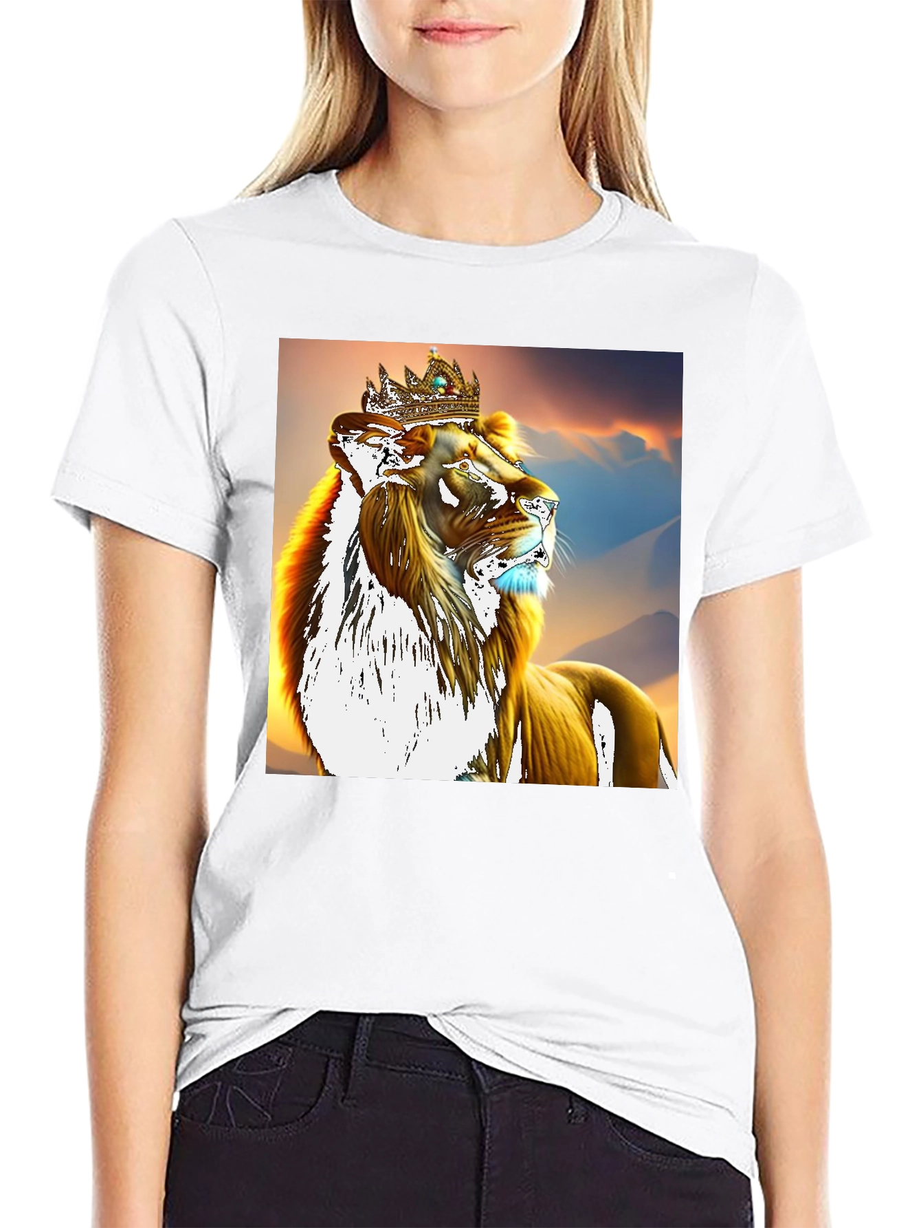 Black Lion King Graphic T-Shirt - Regal Lion Design view 9