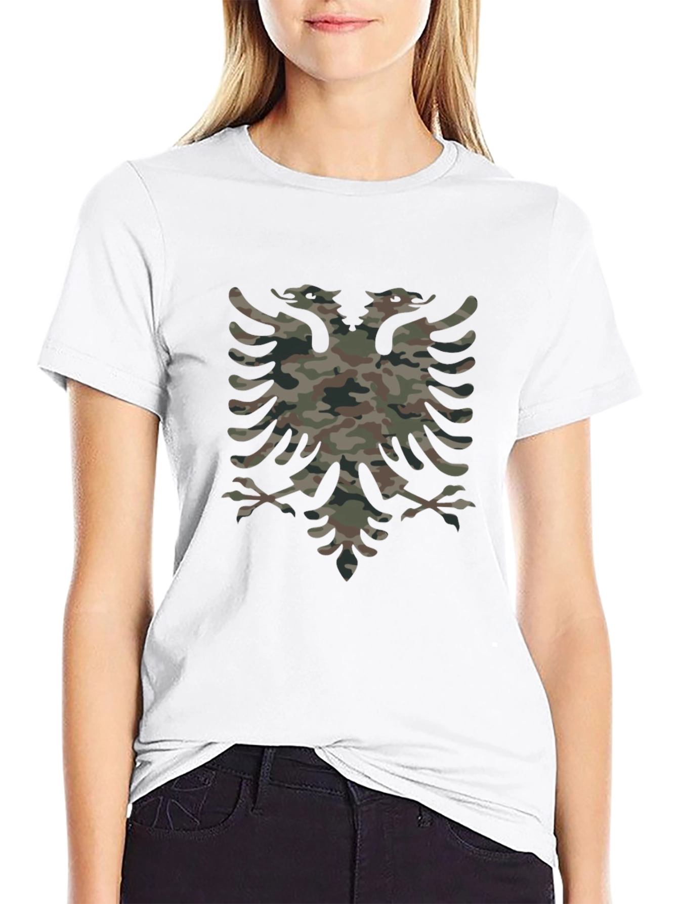 Black Camouflage Double-Headed Eagle Graphic Tee view 9