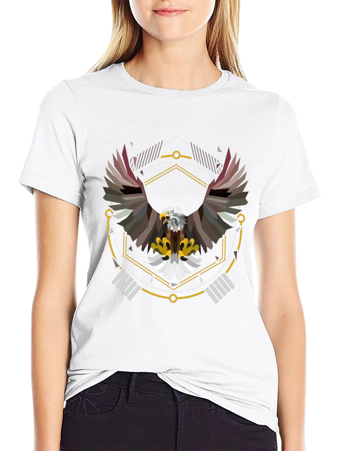 Black Geometric Eagle Graphic Tee - Black view 9