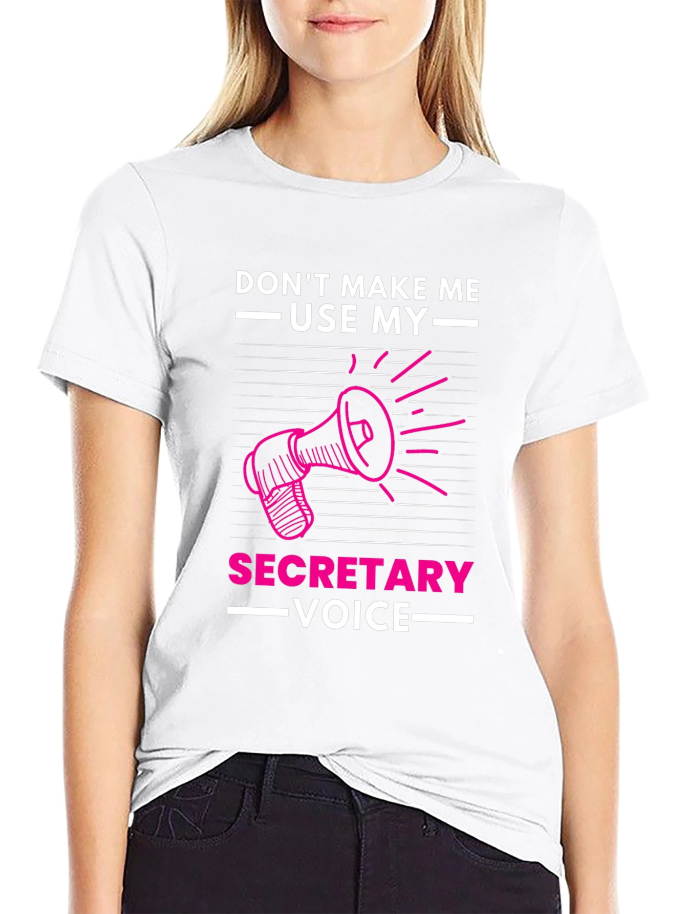Black Funny Secretary Voice Graphic T-Shirt view 9
