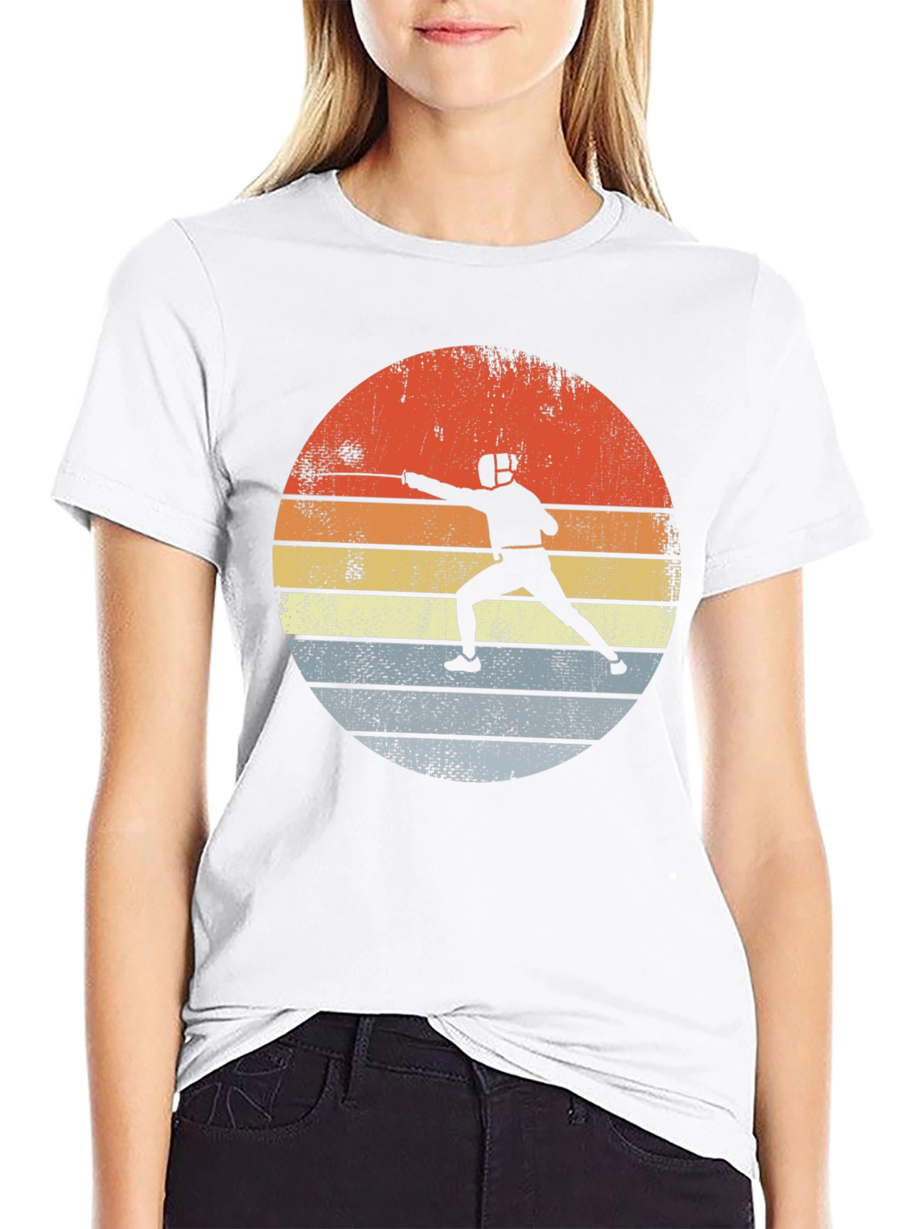 Black Fencing Sunset Graphic Tee - Retro Sportswear view 9