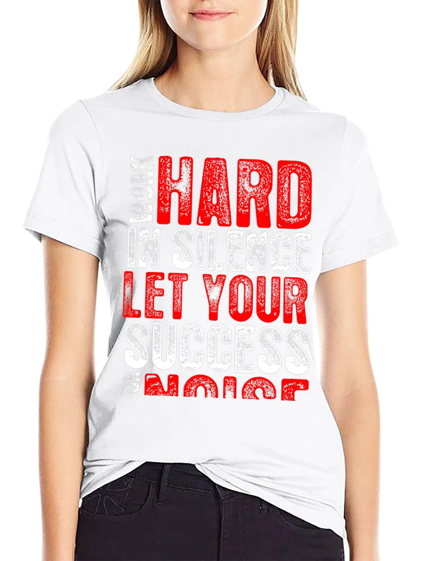 Black Work Hard in Silence Graphic Tee view 9