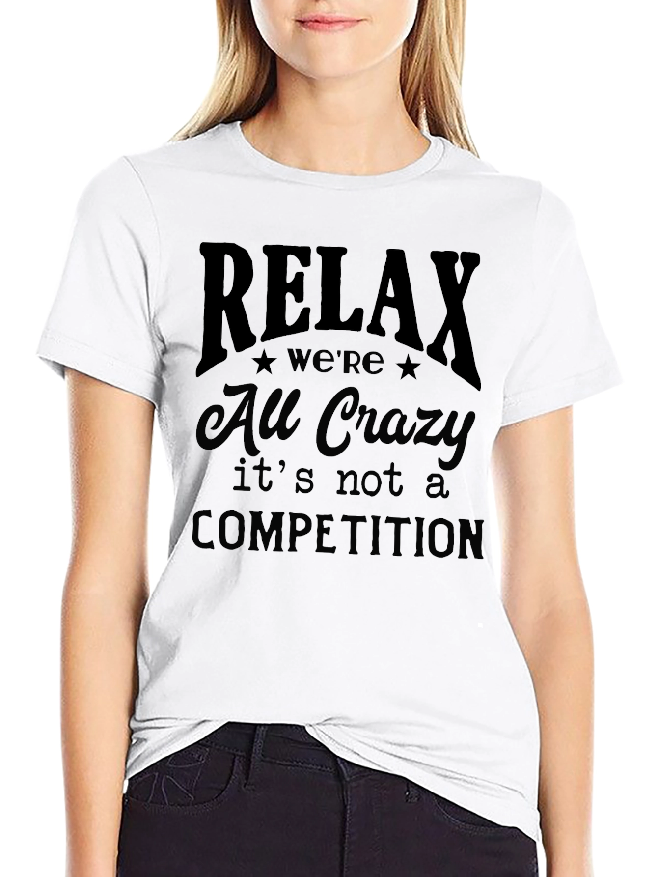 Black Relax We're All Crazy Graphic T-Shirt view 9