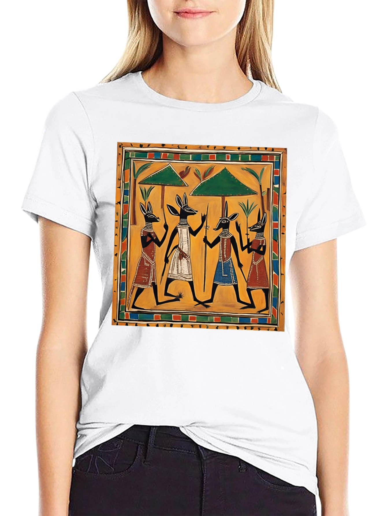 Black Egyptian Anubis Art Graphic Tee view 9