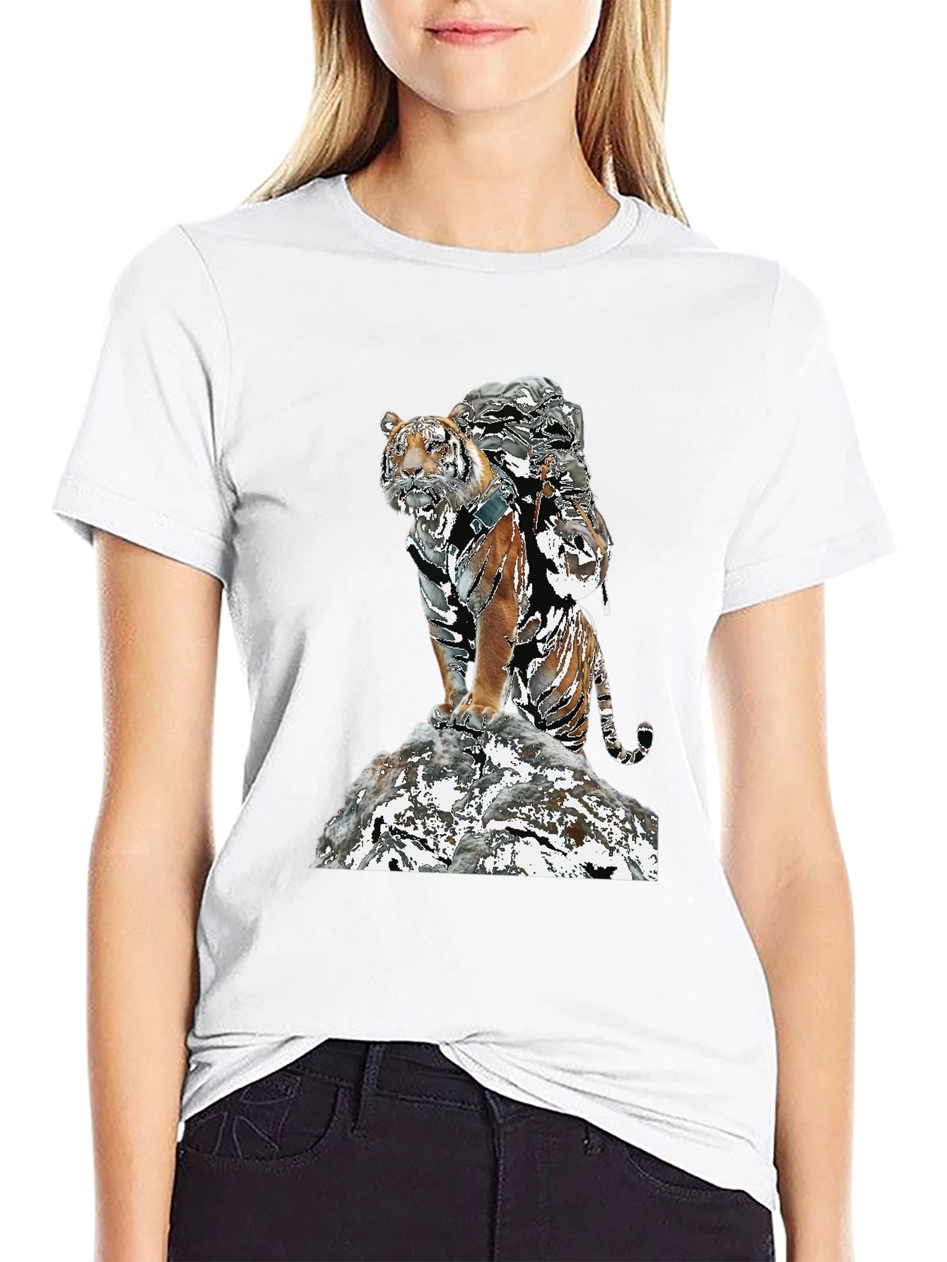 Black Tiger Graphic Tee - Black Cotton Blend view 9