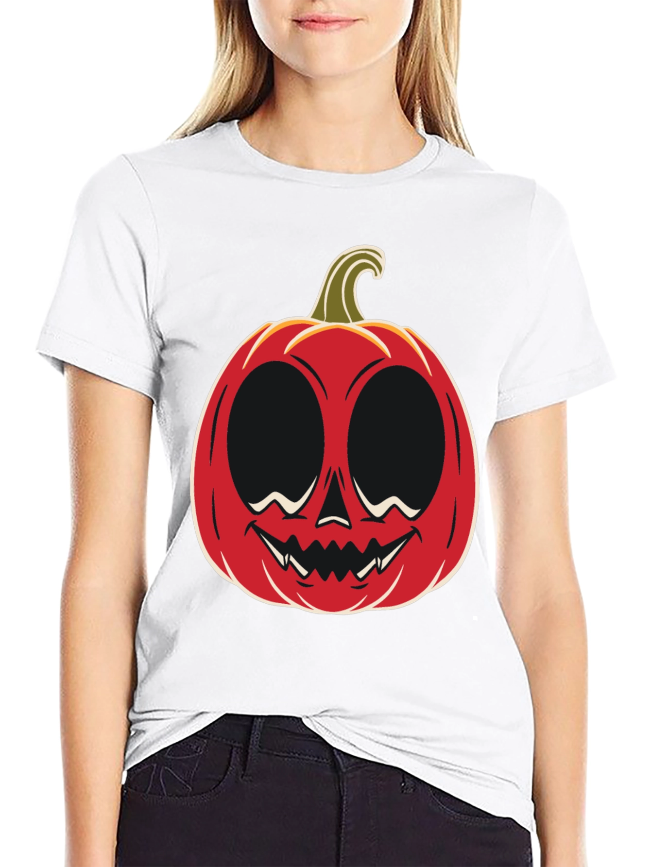 Black Halloween Pumpkin Face Graphic Tee view 9