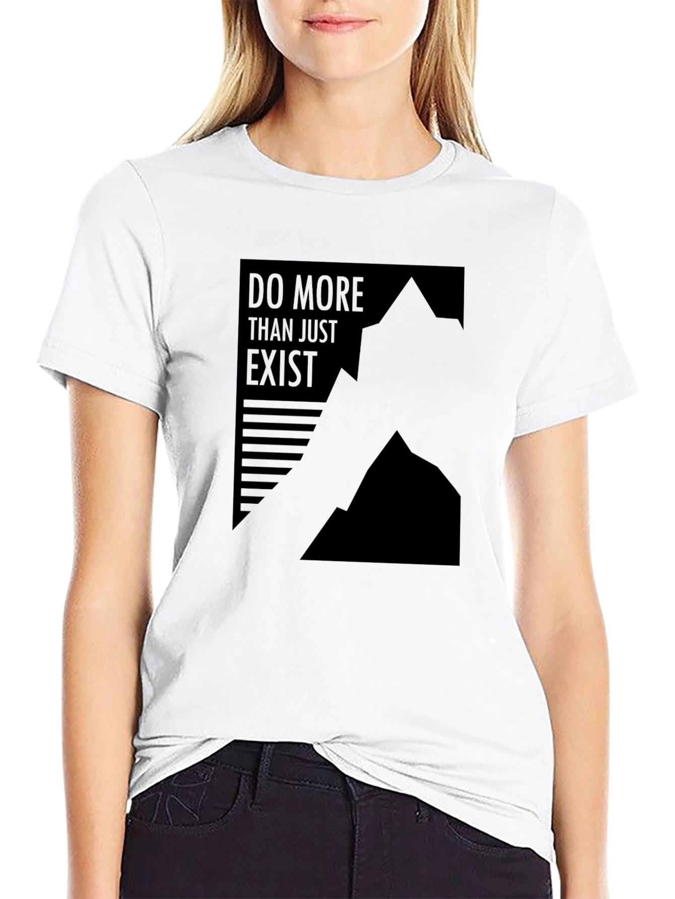 Black Motivational Graphic Tee - Do More Than Exist Black T-Shirt view 9