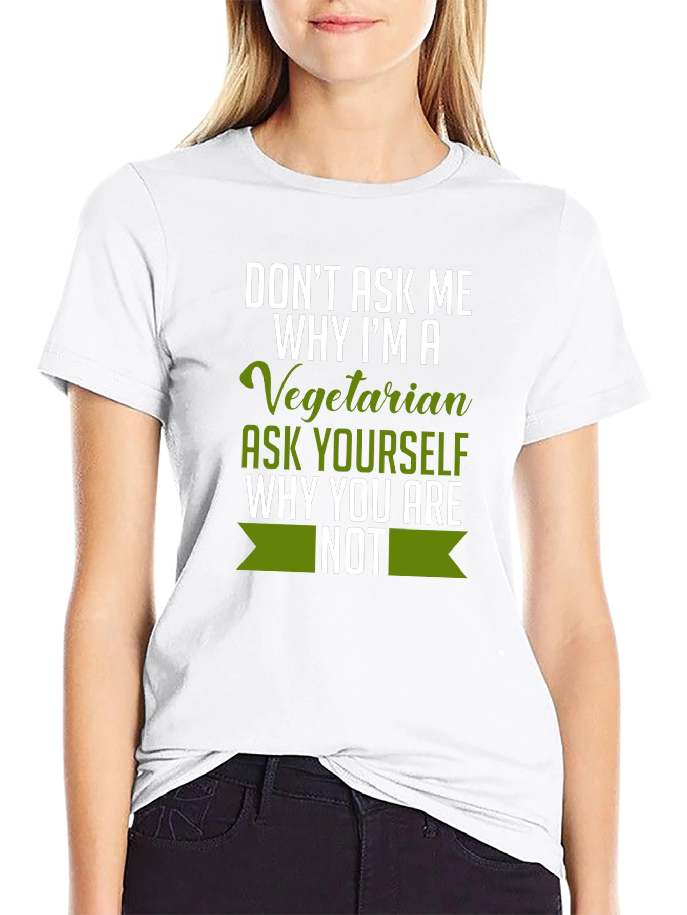 Black Vegetarian T-Shirt: Funny Vegan Statement Tee view 9