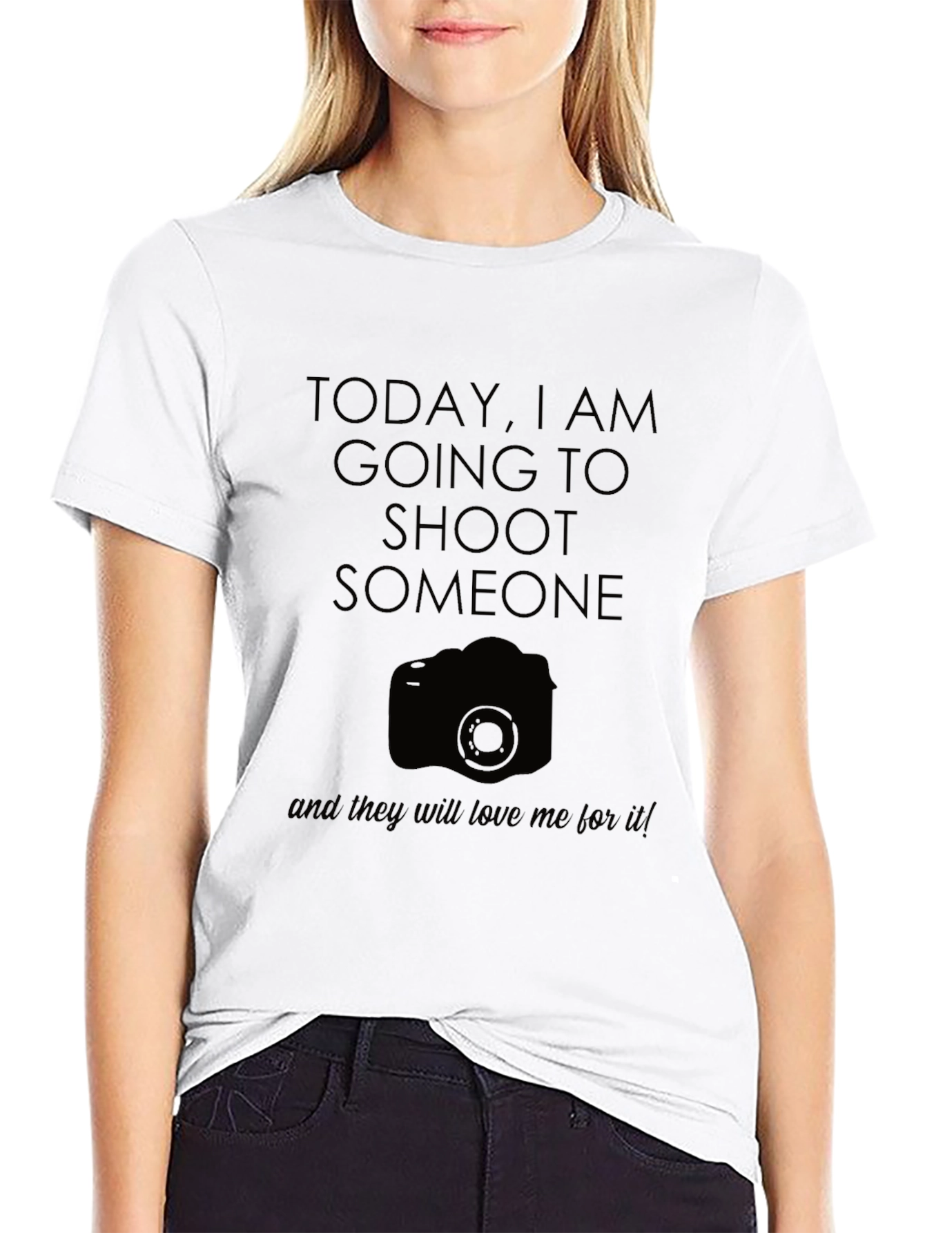 Black Funny Photography T-Shirt - "Shoot Someone" view 9