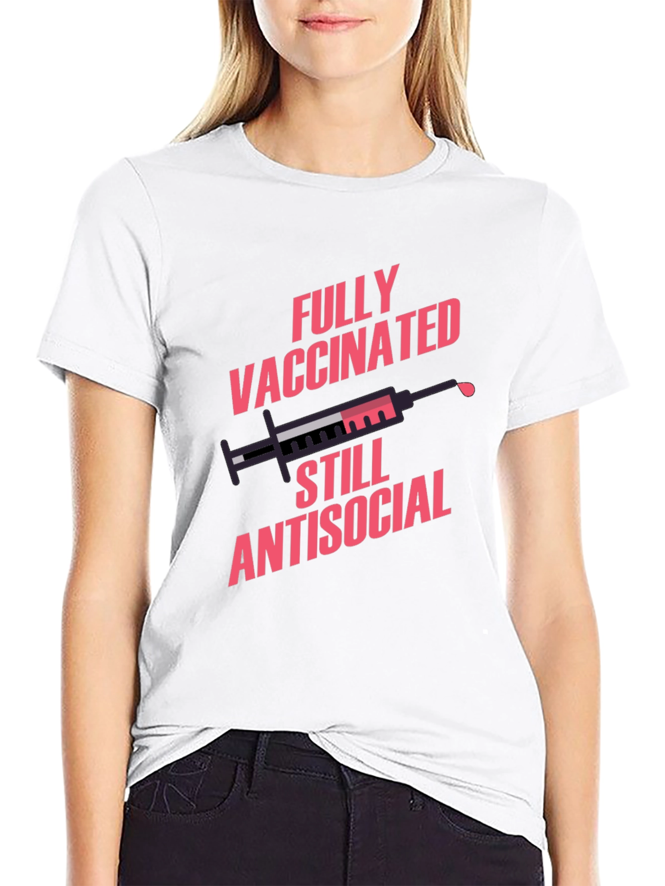 Black Fully Vaccinated Antisocial Graphic Tee view 9
