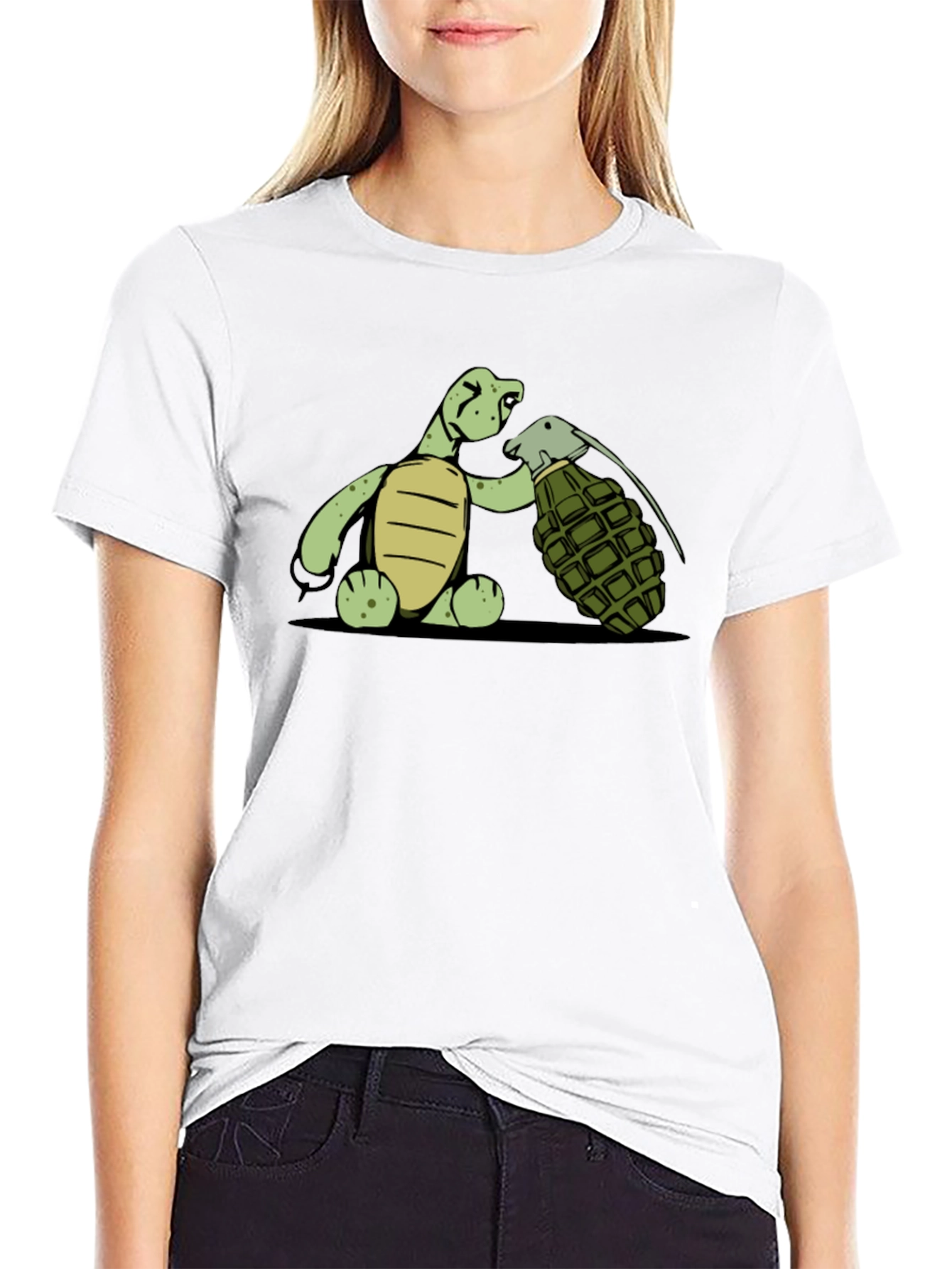Black Turtle Grenade Graphic Tee - Black Cotton T-Shirt view 9