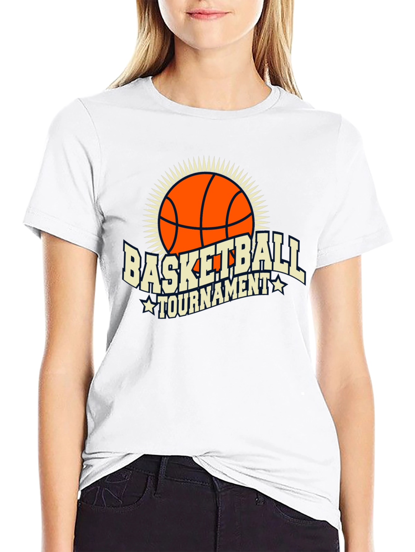 Black Basketball Tournament Graphic Tee - Black Cotton T-Shirt view 9