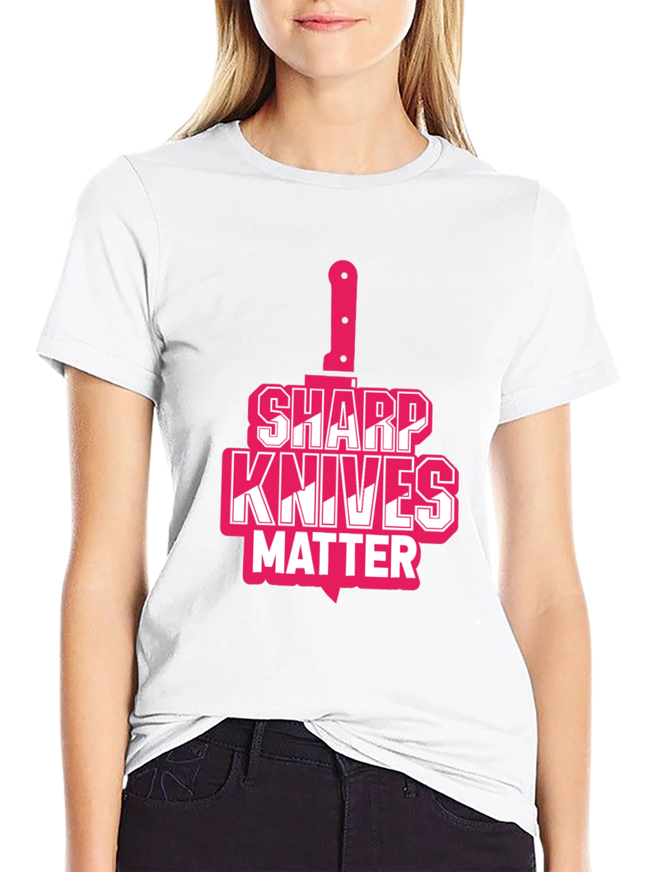 Black Sharp Knives Matter Graphic T-Shirt view 9