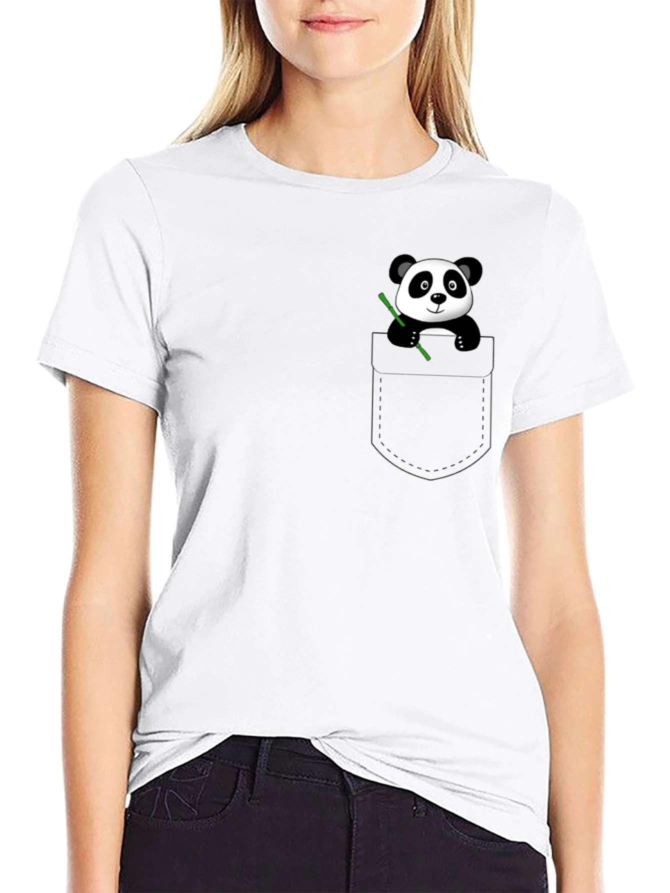 Black Panda Pocket T-Shirt - Cute & Comfy Black Tee view 9