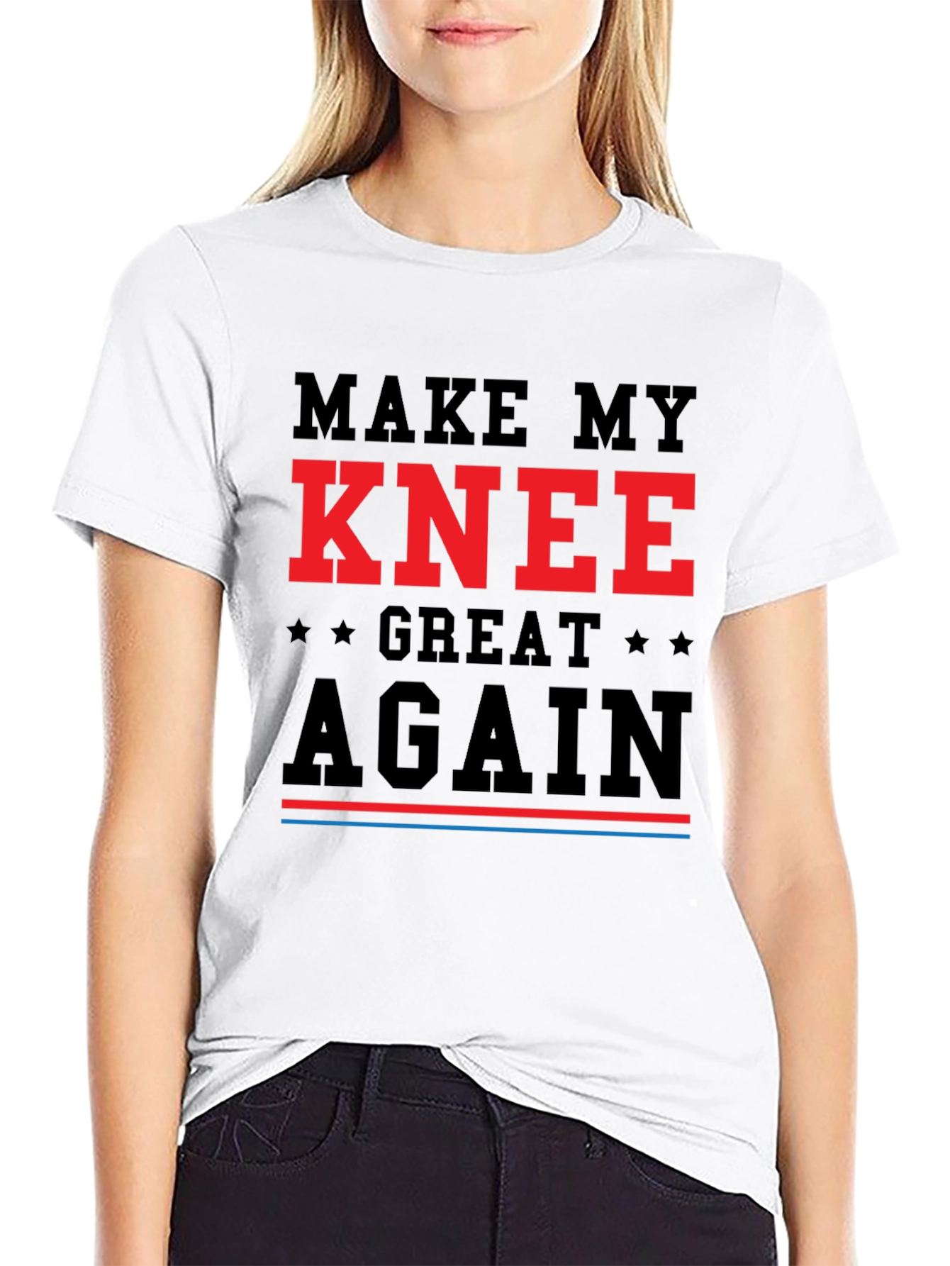 Black Make My Knee Great Again T-Shirt - Funny Recovery Tee view 9