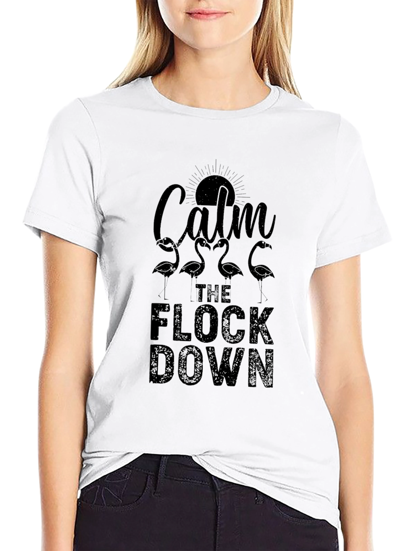 Black Calm the Flock Down Graphic Tee - Black view 9