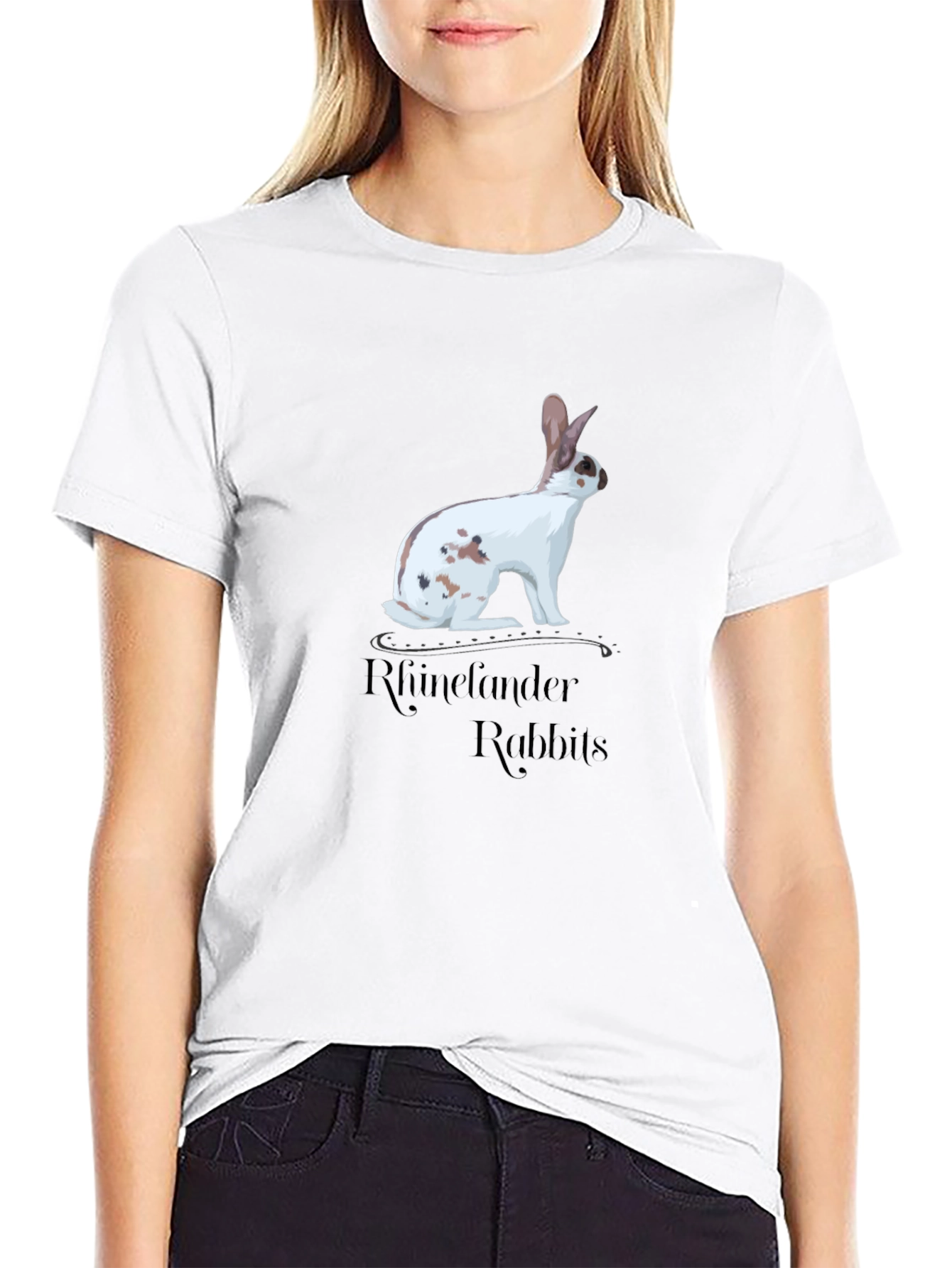 Black Rhinelander Rabbit Graphic Tee - Black Cotton T-Shirt view 9