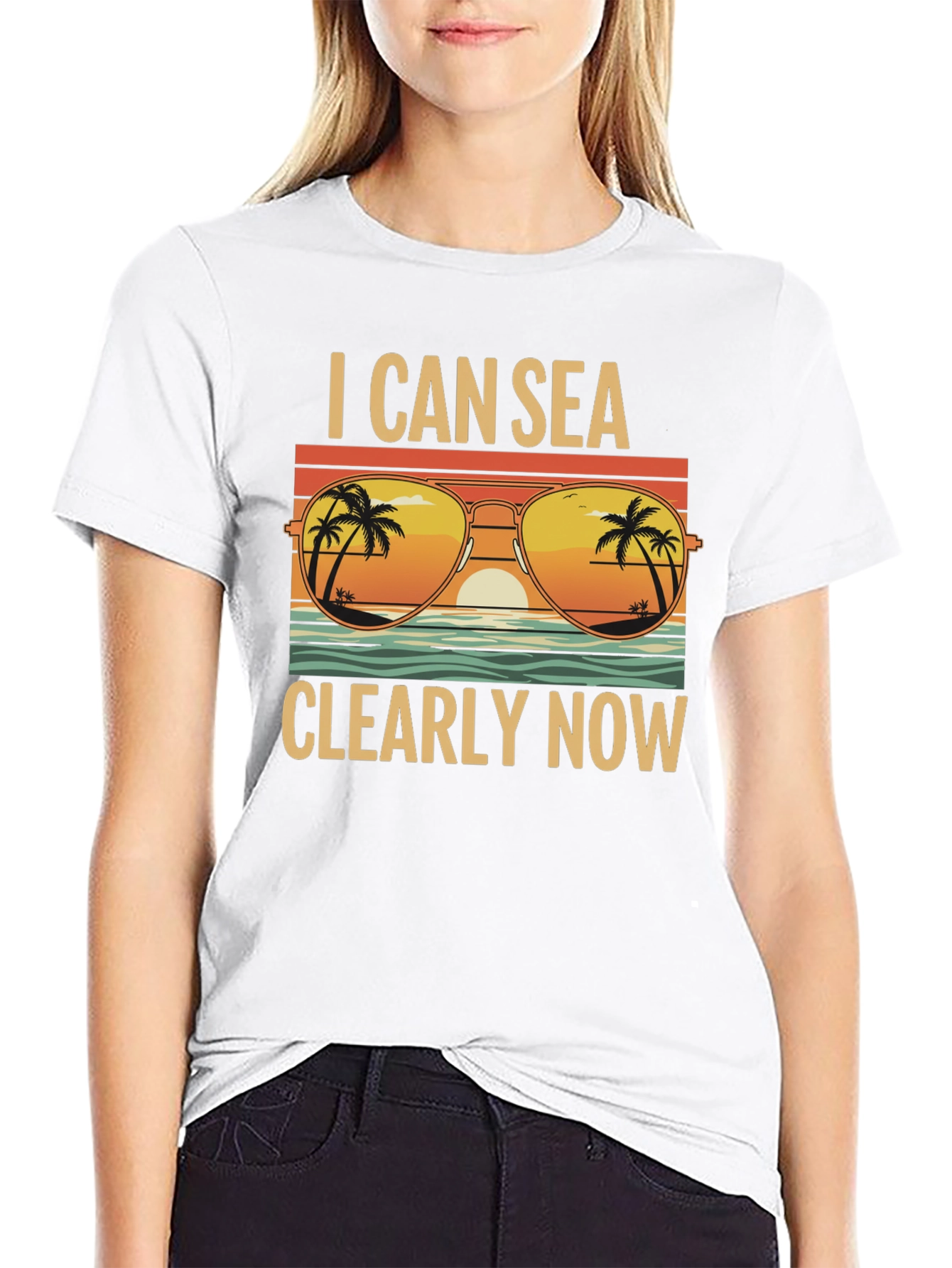Black I Can Sea Clearly Now T-Shirt: Coastal Vibes Tee view 9