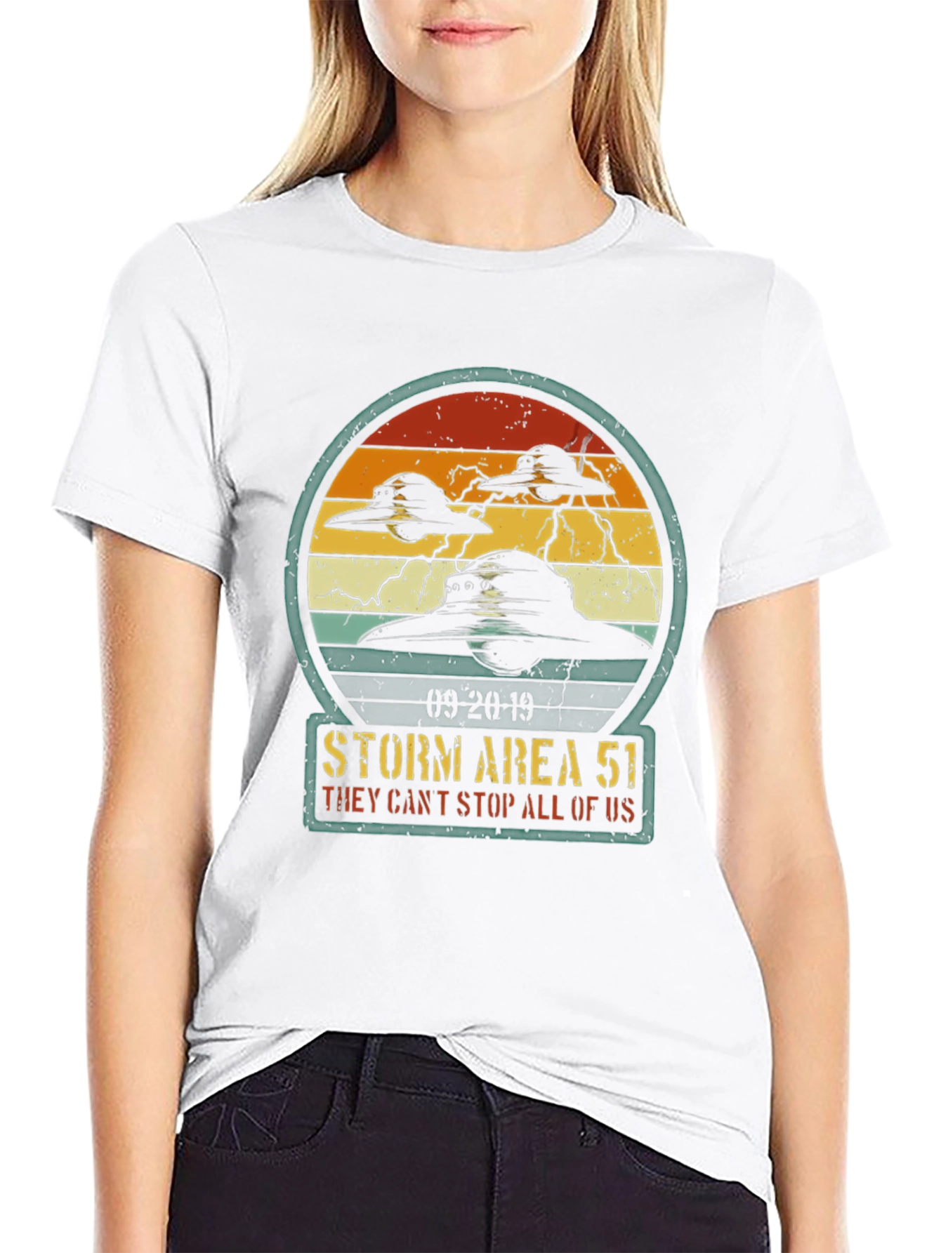 Black Storm Area 51 Graphic Tee - They Can't Stop All of Us T-Shirt view 9
